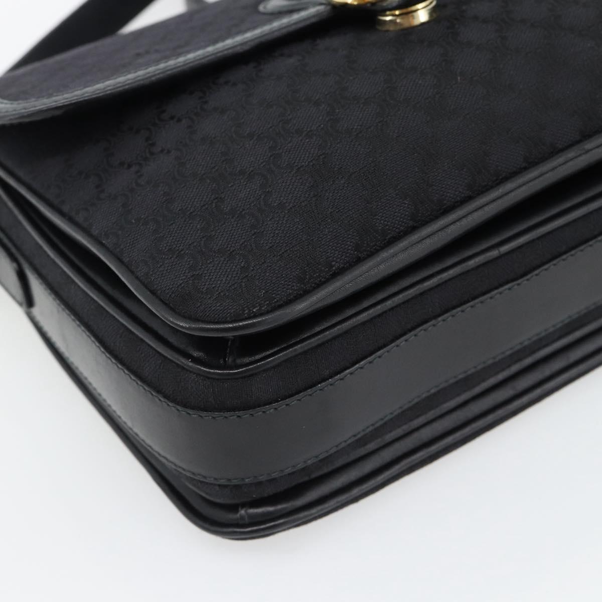 CELINE Macadam Canvas Shoulder Bag Black Gold Auth 180571A