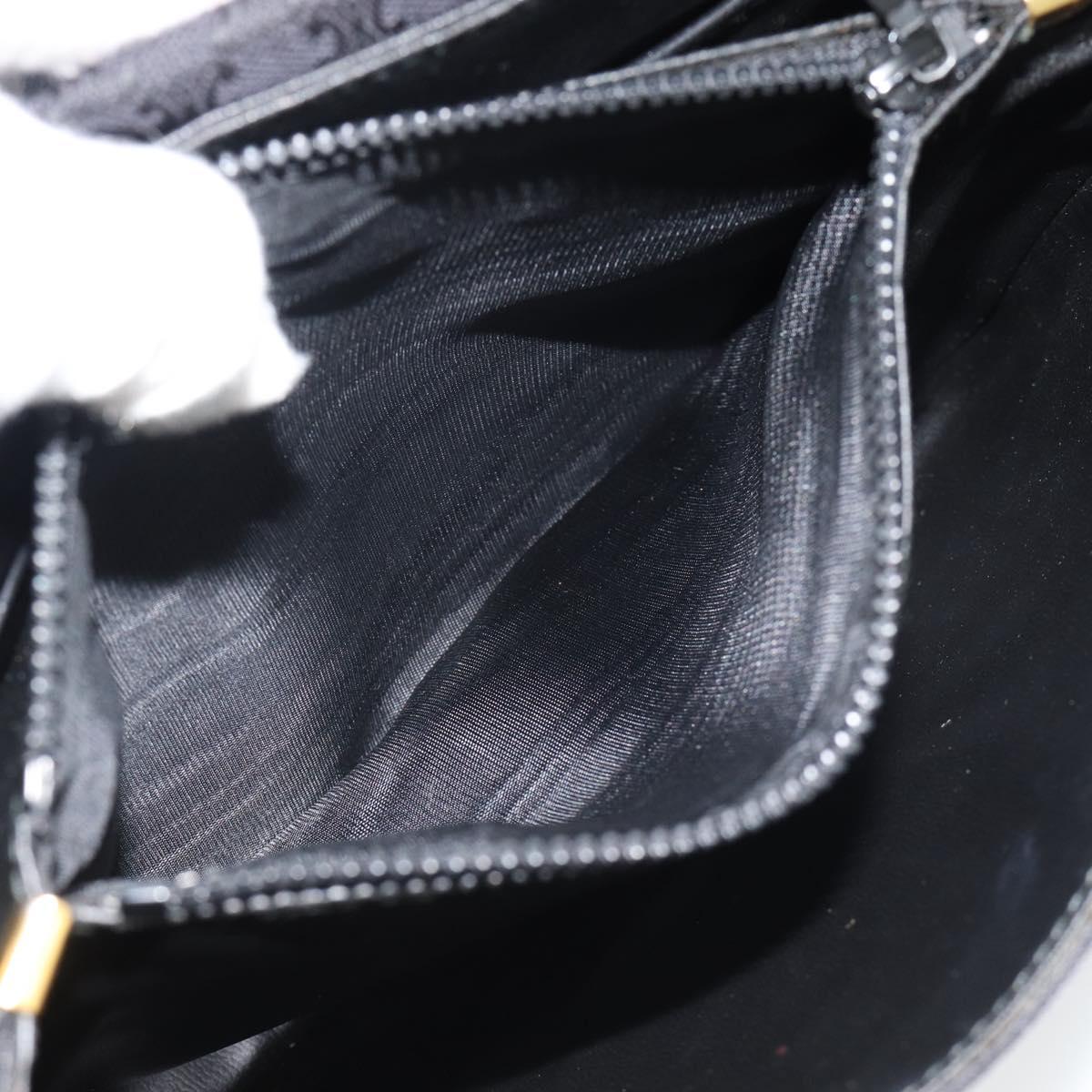 CELINE Macadam Canvas Shoulder Bag Black Gold Auth 180571A