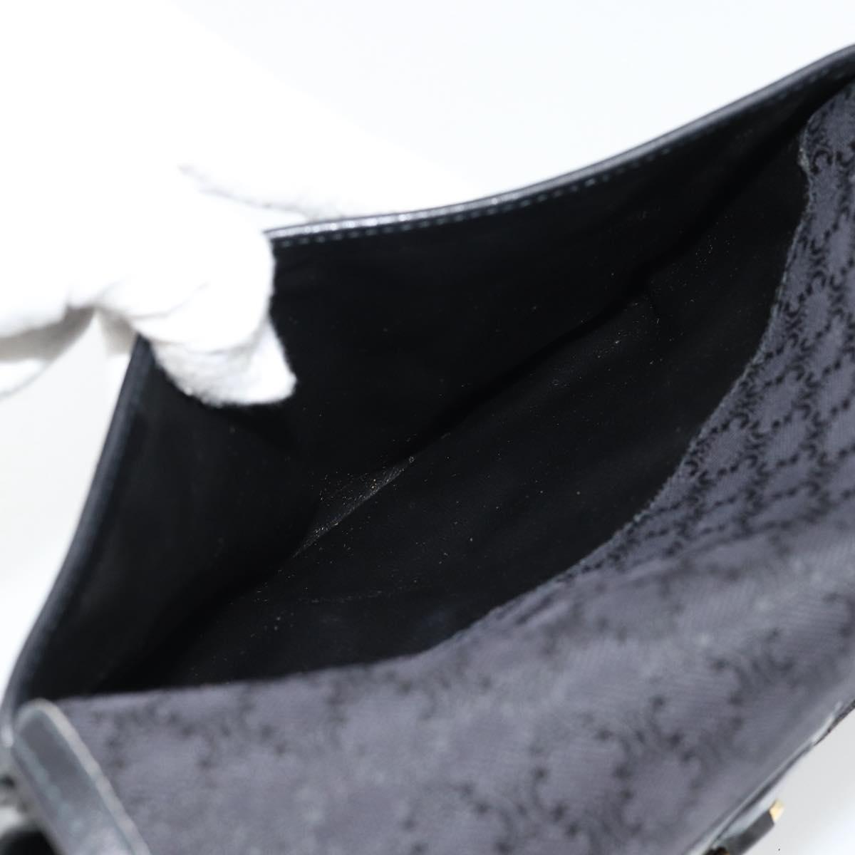 CELINE Macadam Canvas Shoulder Bag Black Gold Auth 180571A
