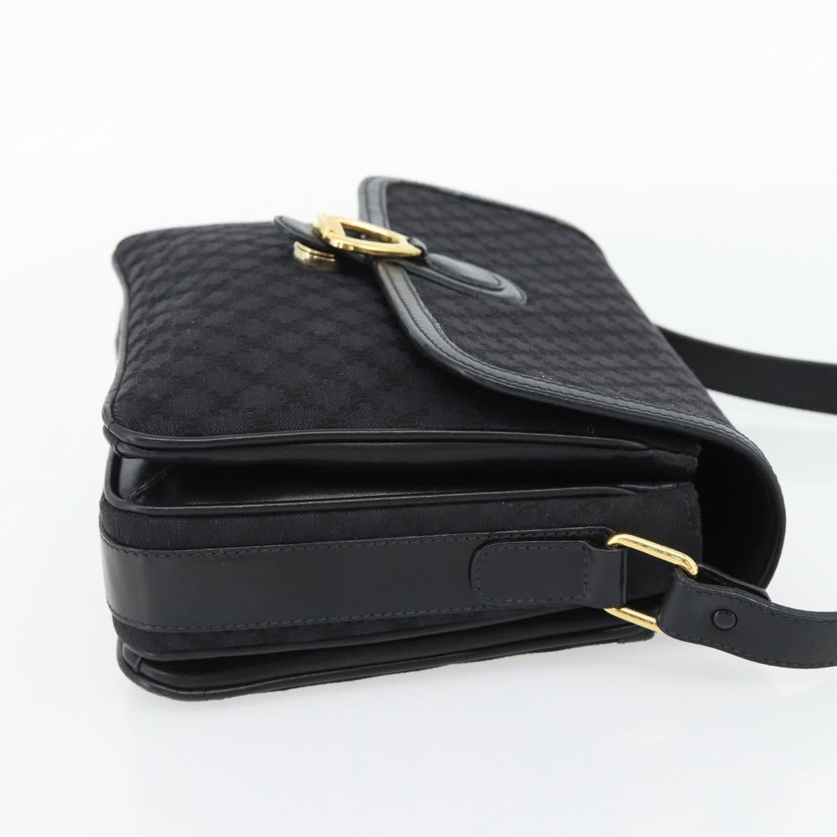 CELINE Macadam Canvas Shoulder Bag Black Gold Auth 180571A