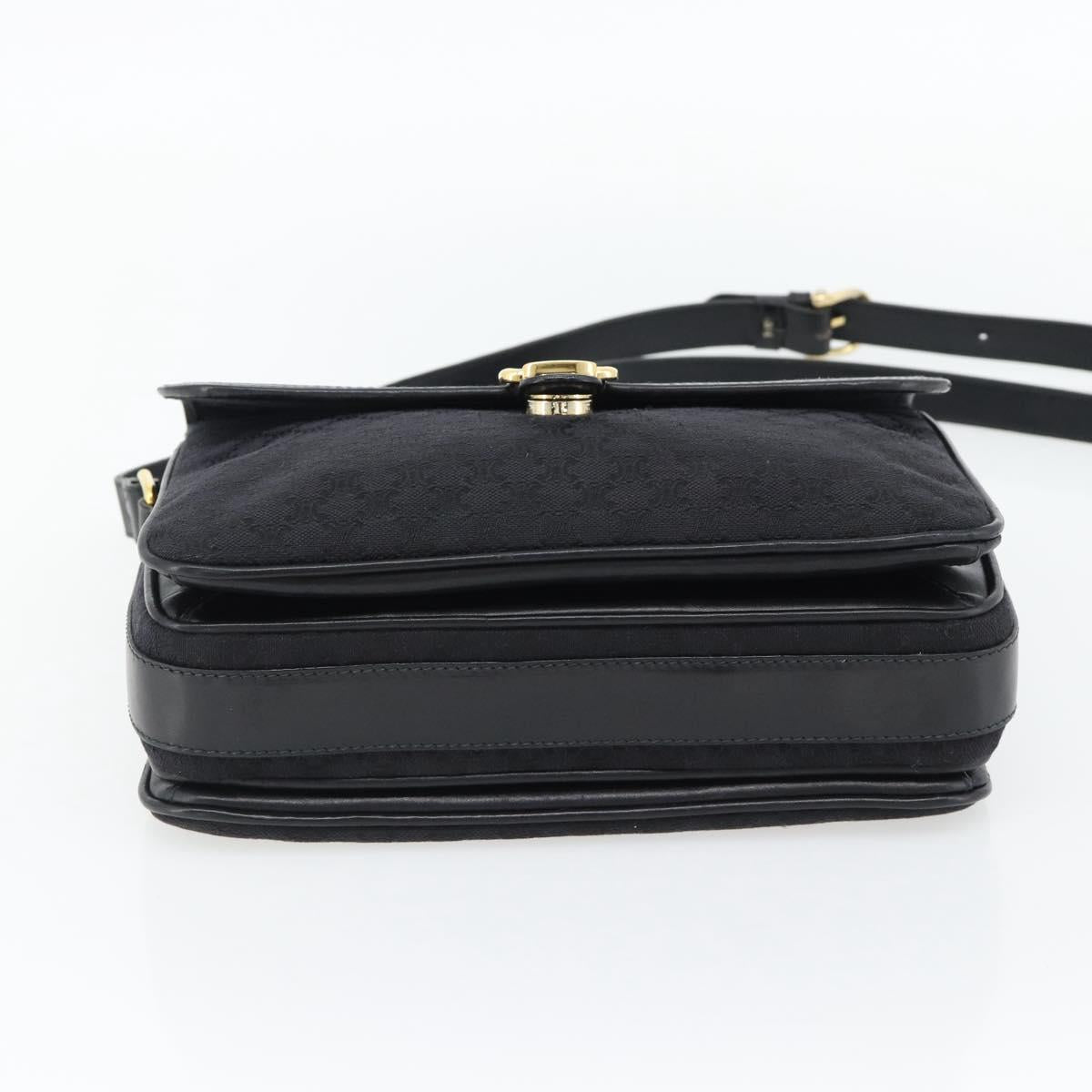 CELINE Macadam Canvas Shoulder Bag Black Gold Auth 180571A