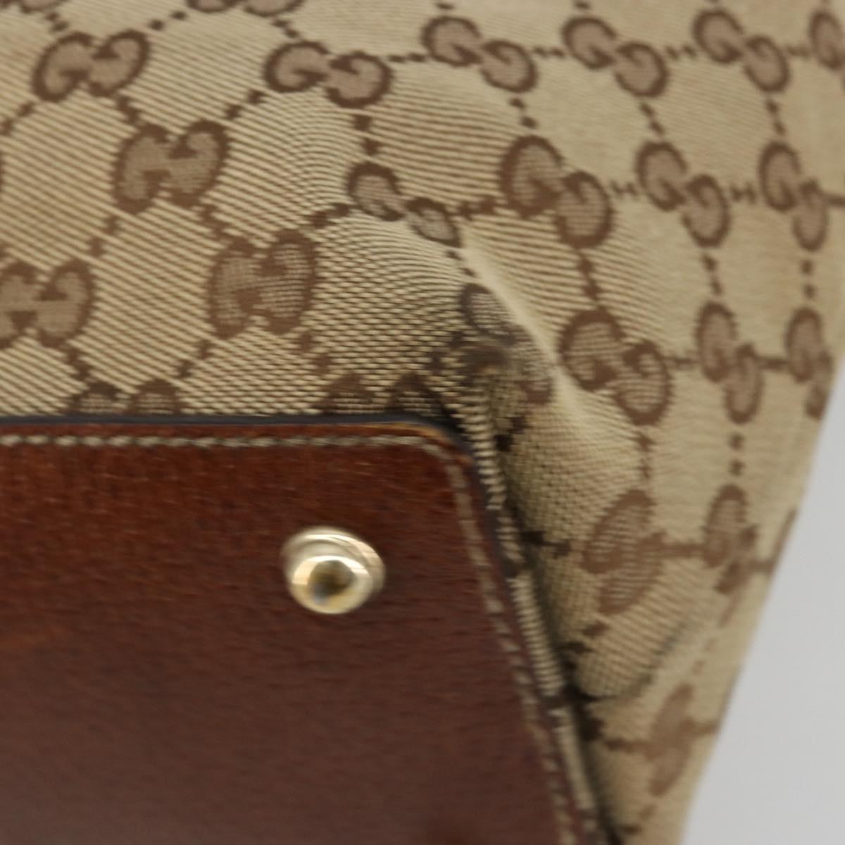 GUCCI GG Canvas Hand Bag Beige Gold 140203 Auth 180576A