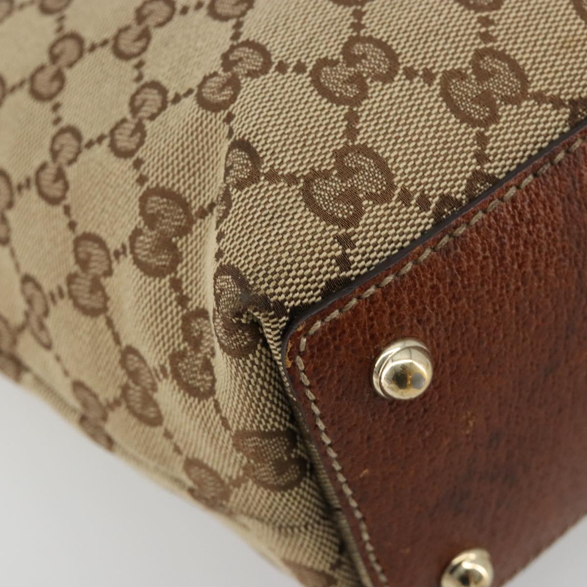 GUCCI GG Canvas Hand Bag Beige Gold 140203 Auth 180576A
