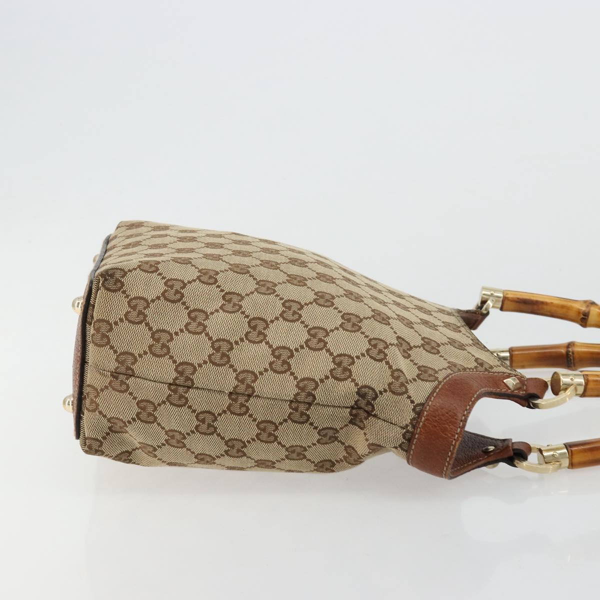 GUCCI GG Canvas Hand Bag Beige Gold 140203 Auth 180576A