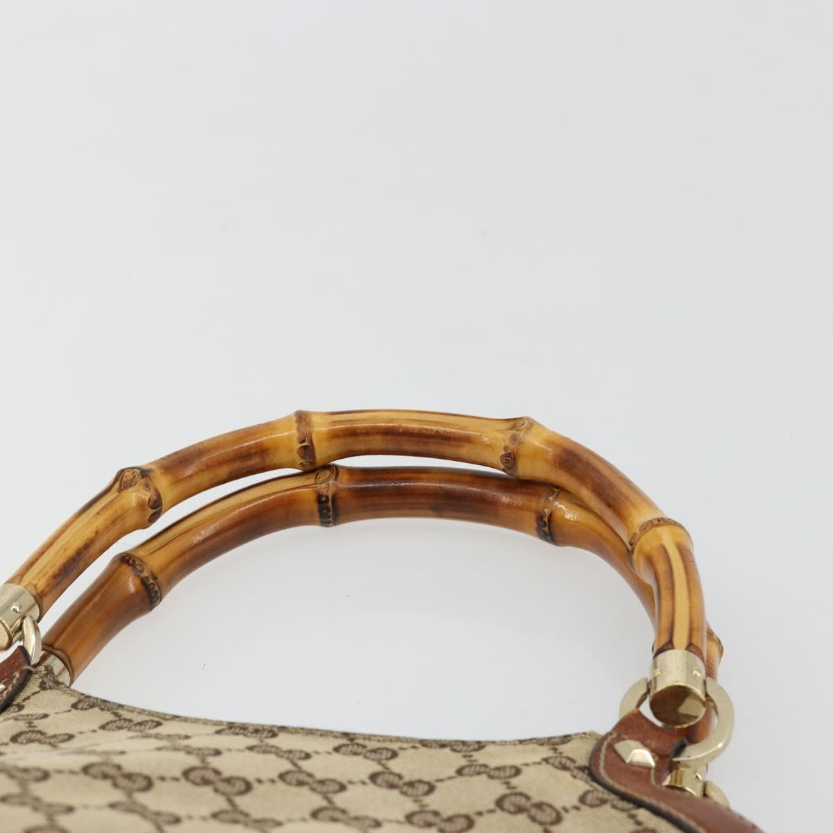 GUCCI GG Canvas Hand Bag Beige Gold 140203 Auth 180576A