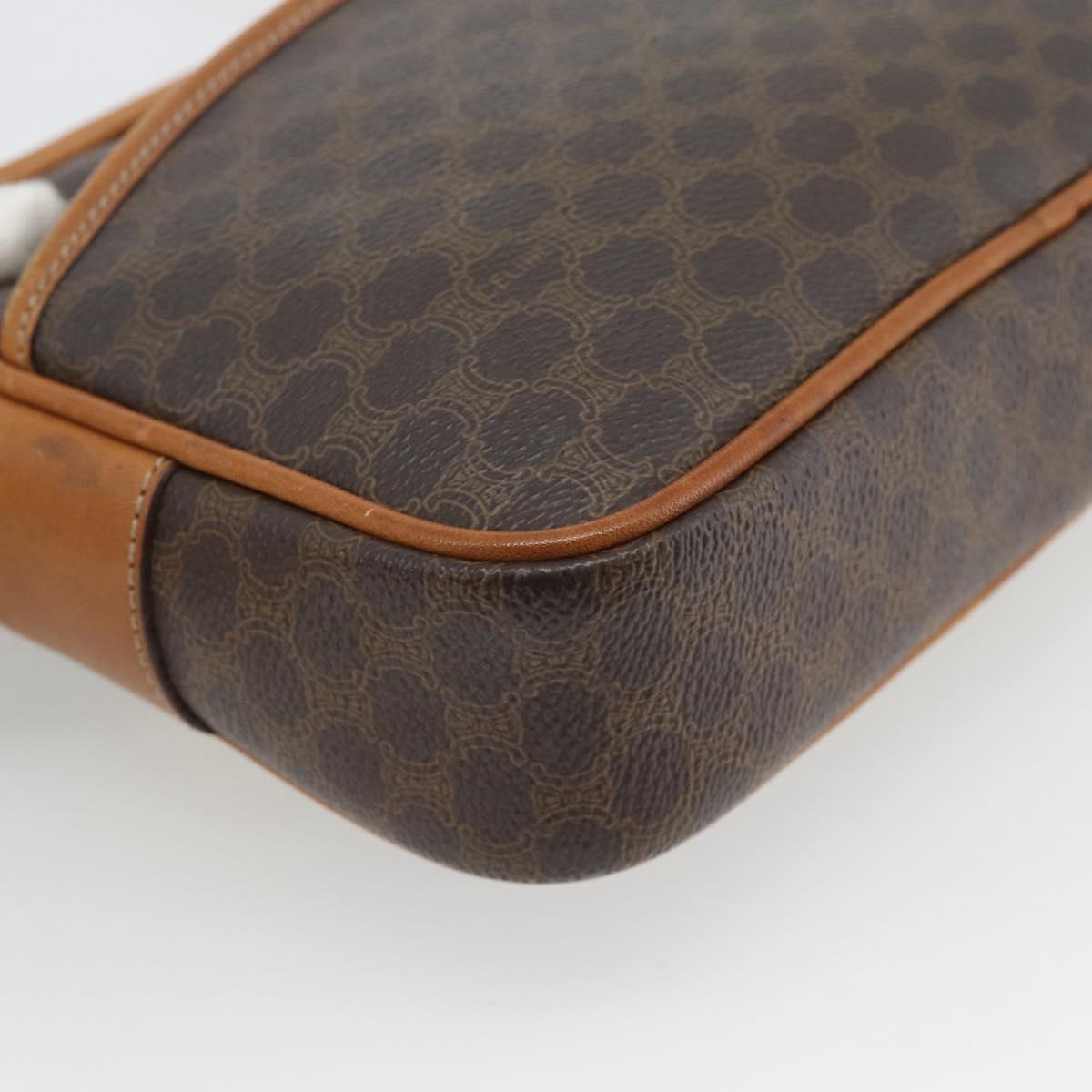 CELINE Macadam Canvas Shoulder Bag PVC Leather Brown Gold Auth 180579A