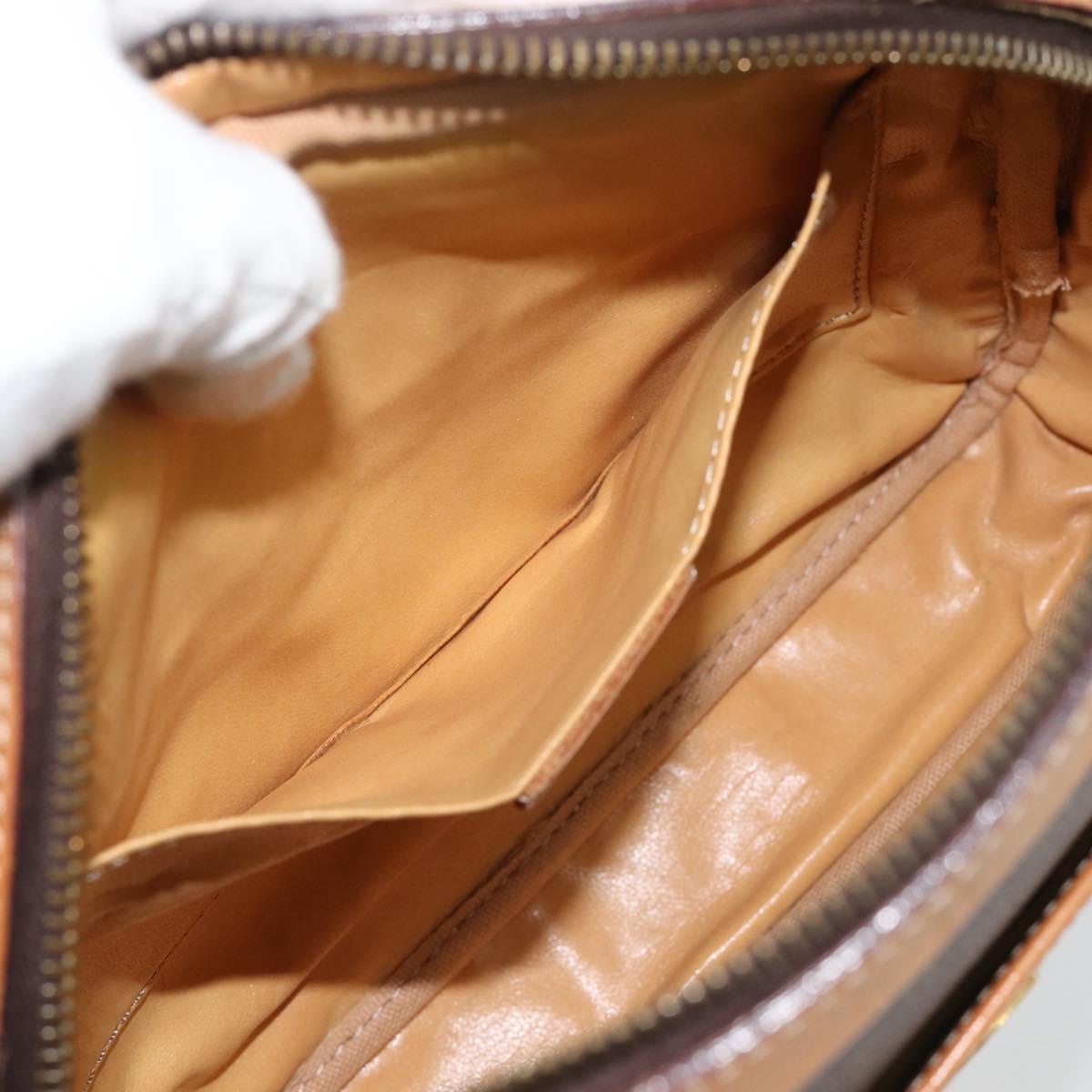 CELINE Macadam Canvas Shoulder Bag PVC Leather Brown Gold Auth 180579A