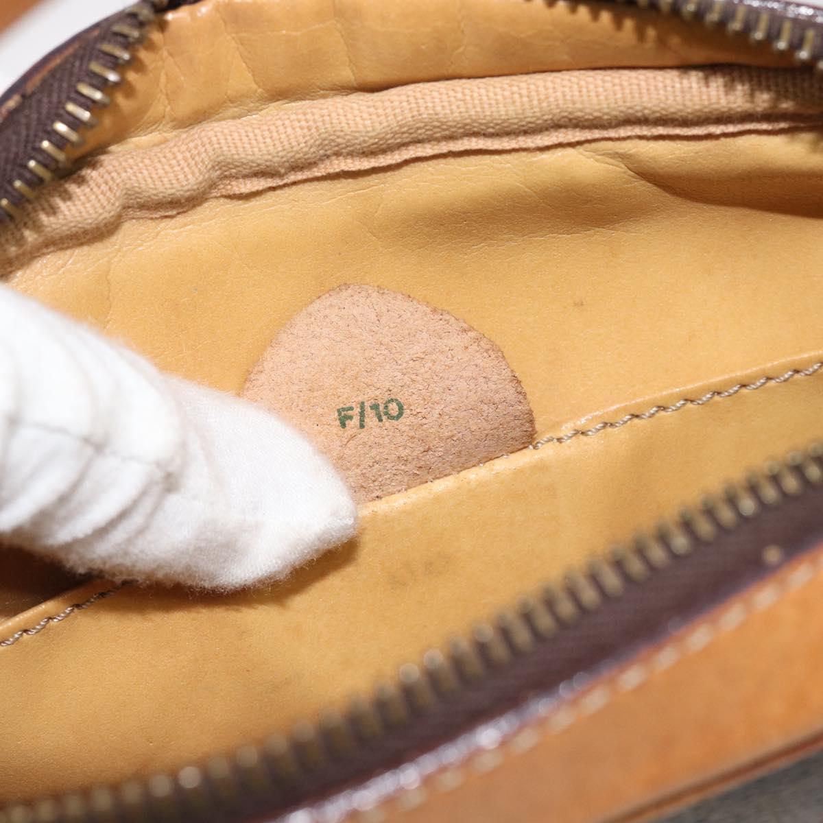 CELINE Macadam Canvas Shoulder Bag PVC Leather Brown Gold Auth 180579A