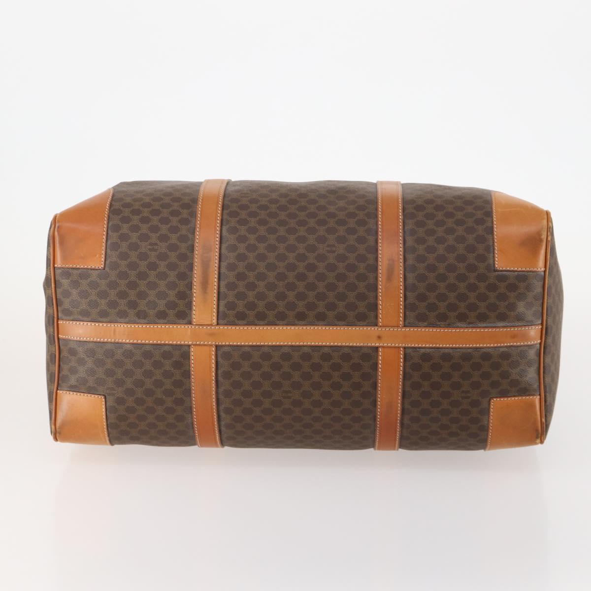 CELINE Macadam Canvas Boston Bag PVC Leather Brown Gold Auth 180582