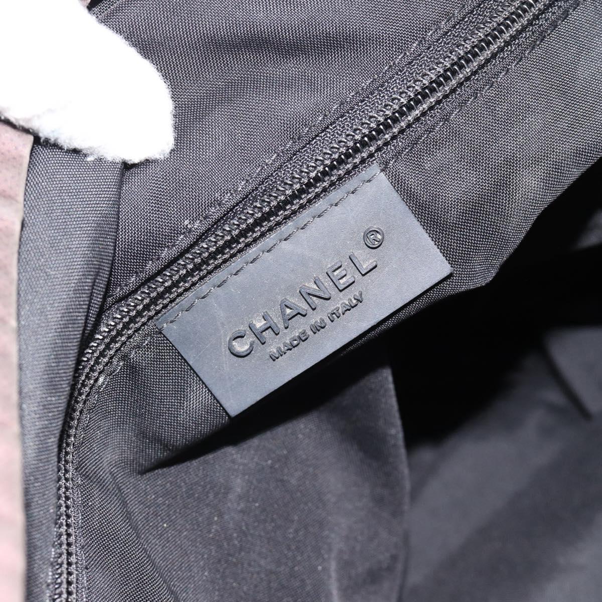 CHANEL Tote Bag Nylon Brown Silver CC Auth 180588