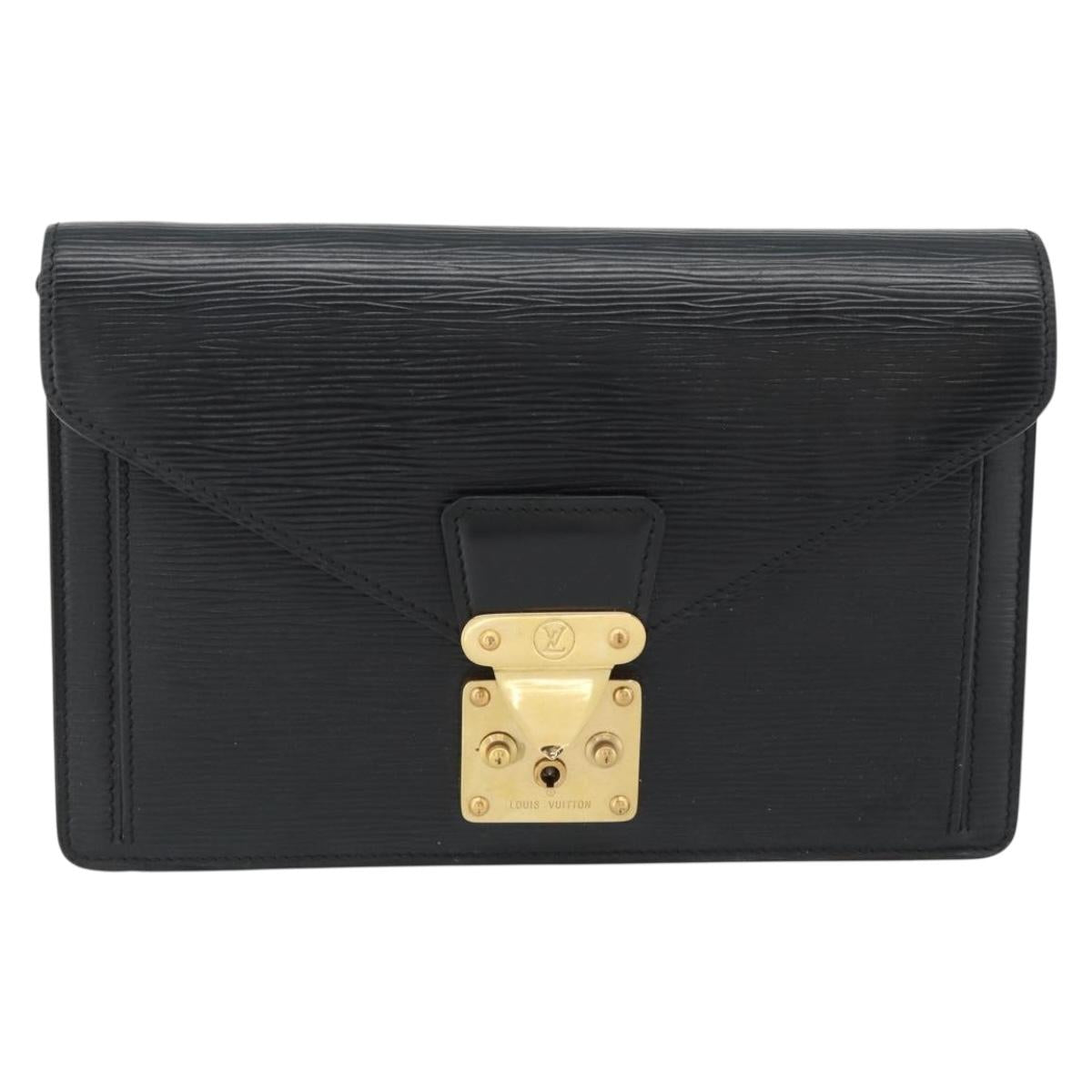 LOUIS VUITTON Epi Serie Dragonne Clutch Bag Black Noir M52612 LV Auth 180593