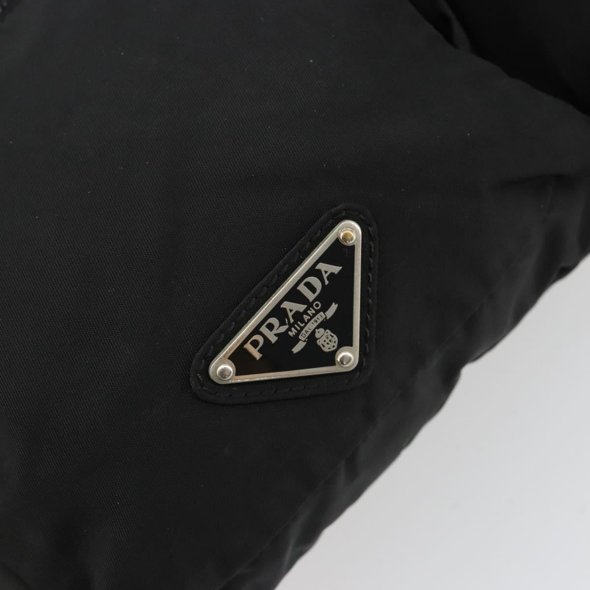 PRADA Body Bag Nylon Black Silver Auth 180598A