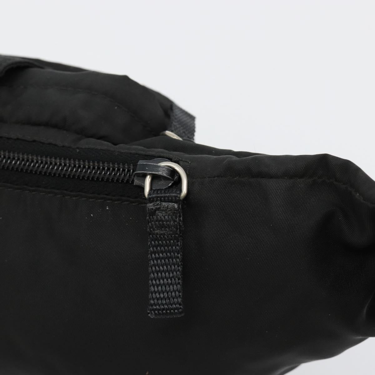 PRADA Body Bag Nylon Black Silver Auth 180598A