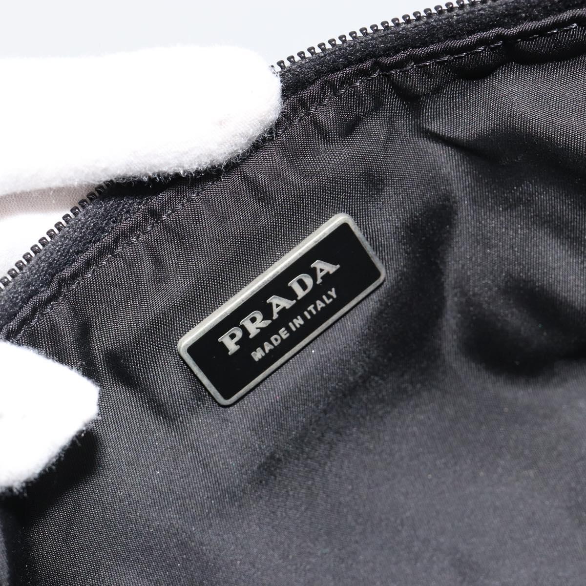 PRADA Body Bag Nylon Black Silver Auth 180598A