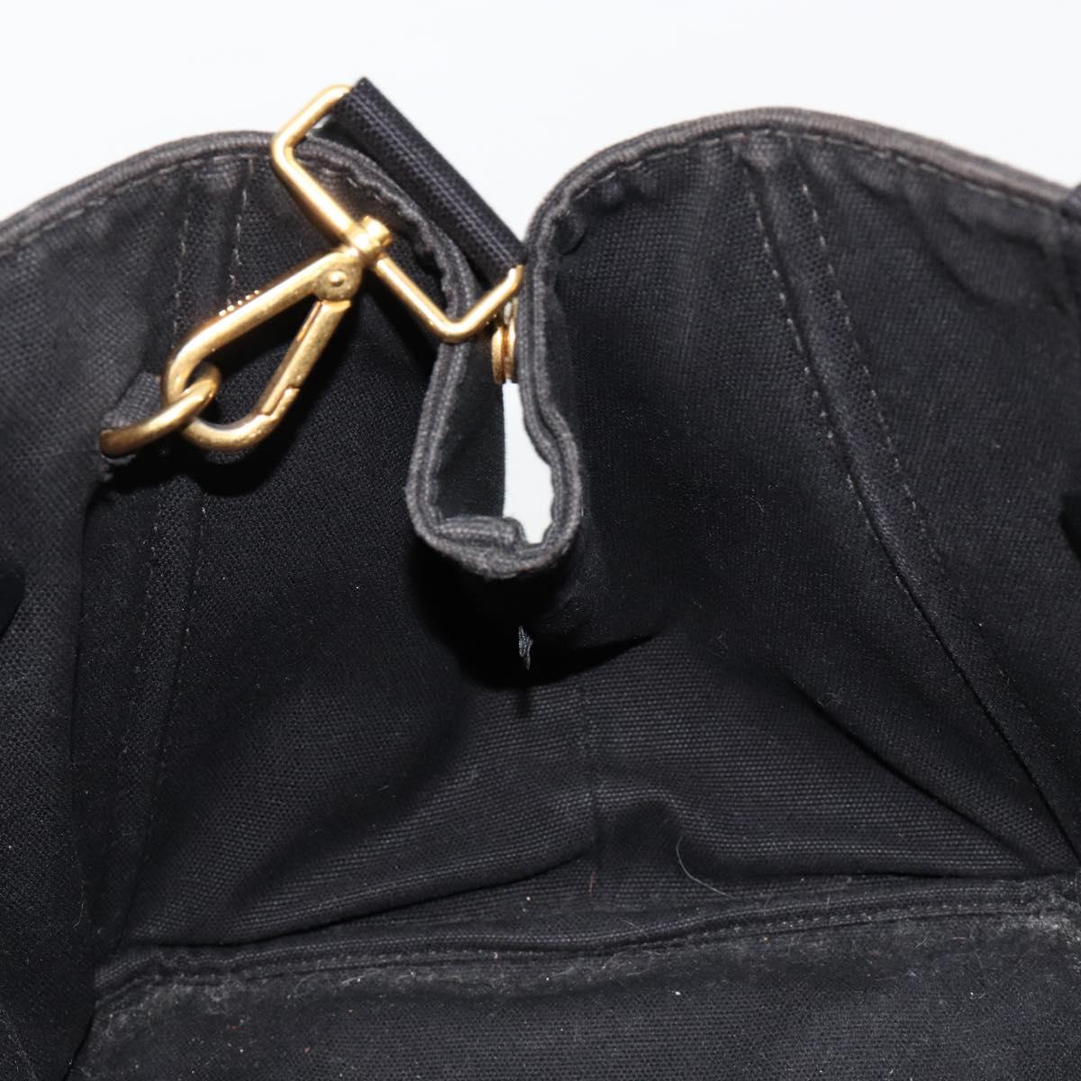 PRADA Canapa MM Hand Bag Canvas 2way Black Gold Auth 180606