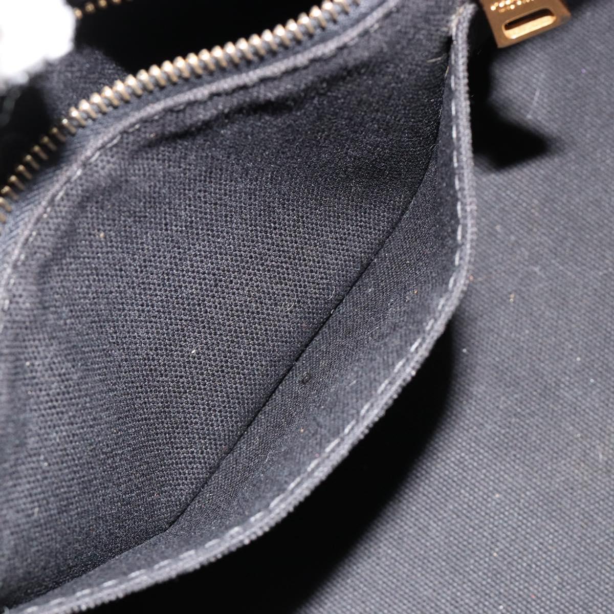 PRADA Canapa MM Hand Bag Canvas 2way Black Gold Auth 180606