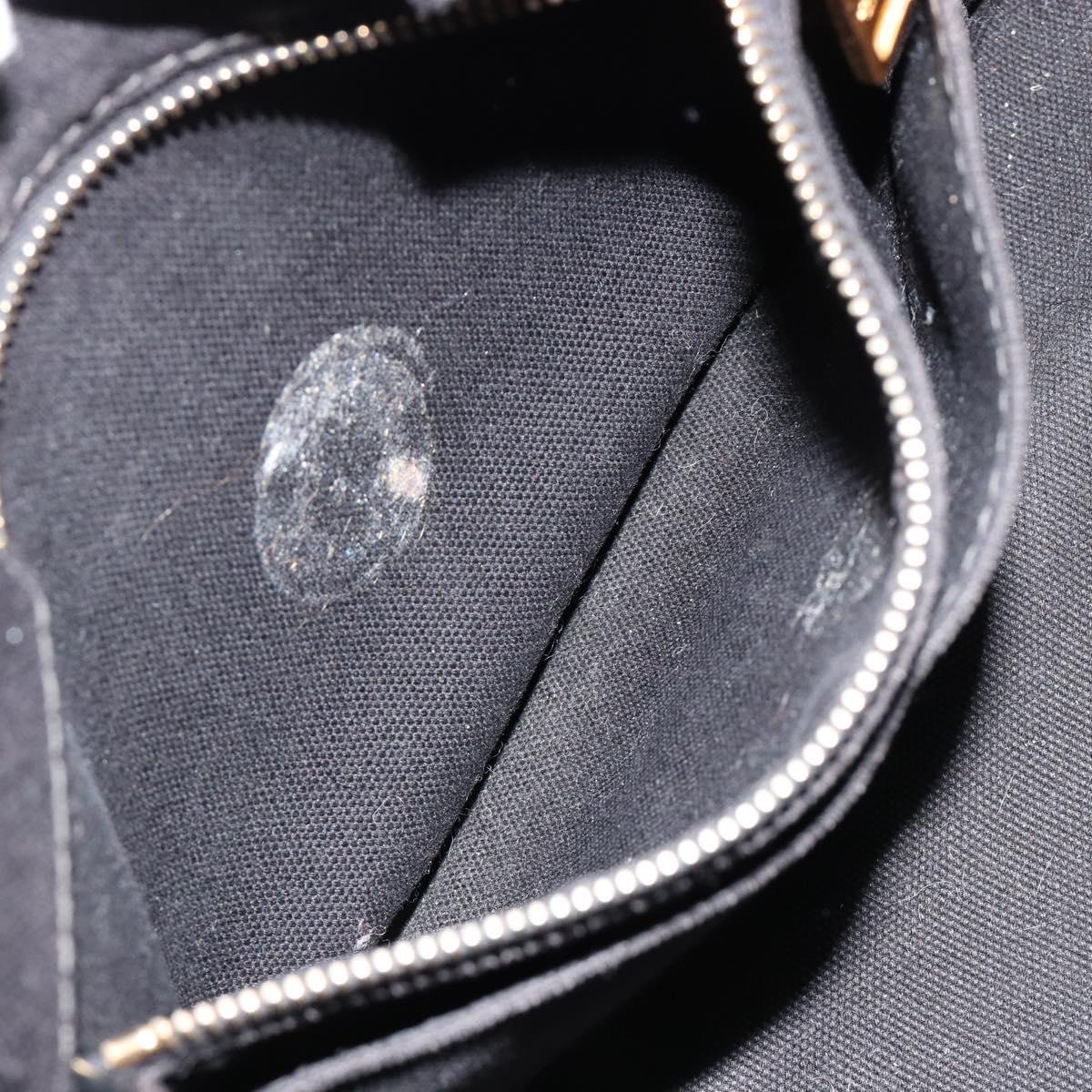 PRADA Canapa MM Hand Bag Canvas 2way Black Gold Auth 180606