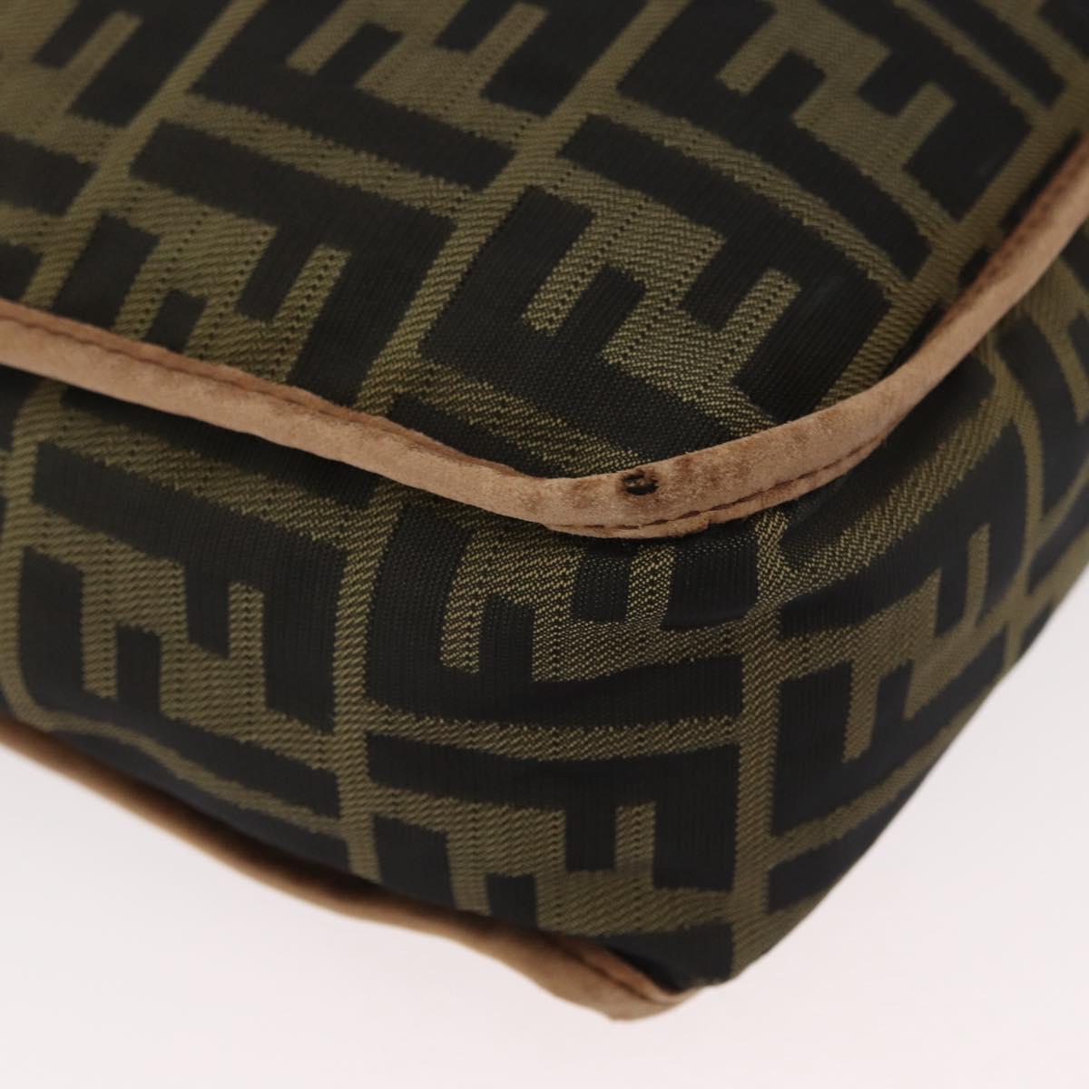 FENDI Zucca Canvas Shoulder Bag Black Brown Auth 180611