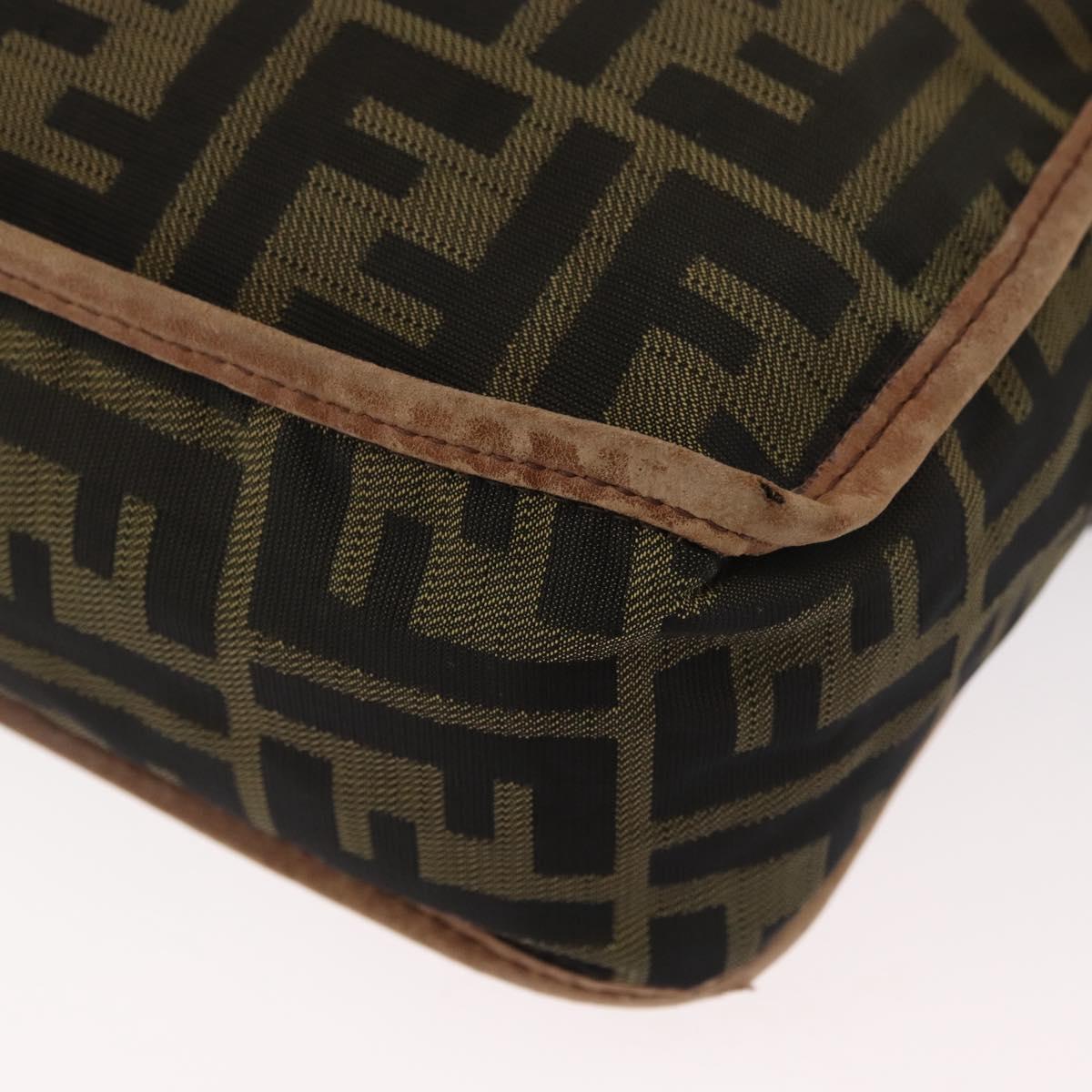 FENDI Zucca Canvas Shoulder Bag Black Brown Auth 180611