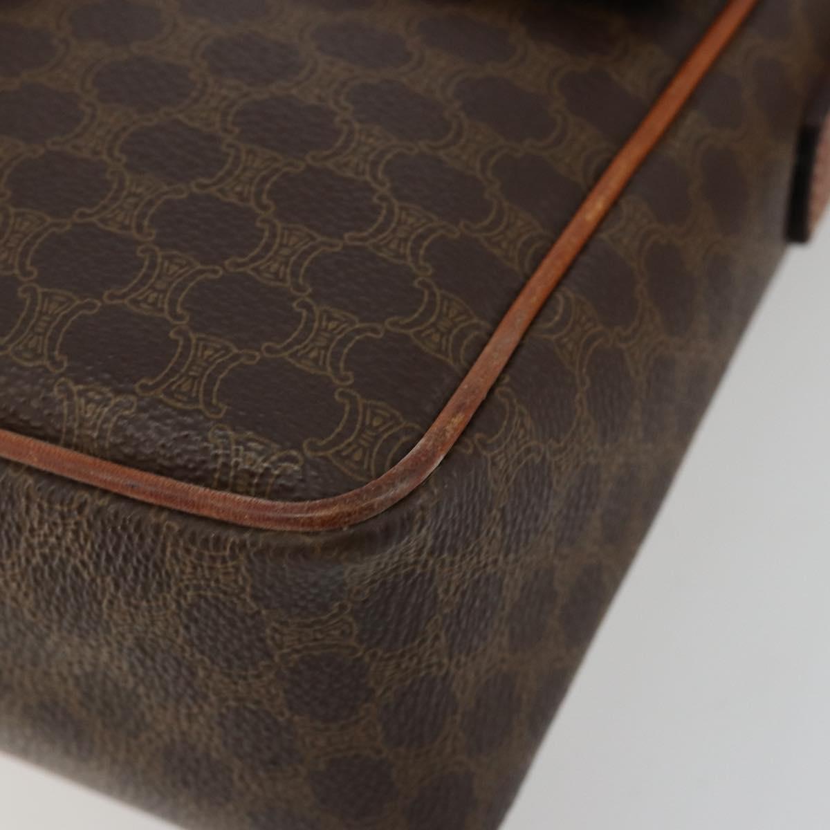 CELINE Macadam Canvas Shoulder Bag PVC Leather Brown Gold Auth 180612A