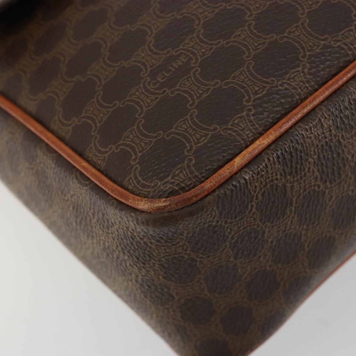CELINE Macadam Canvas Shoulder Bag PVC Leather Brown Gold Auth 180612A