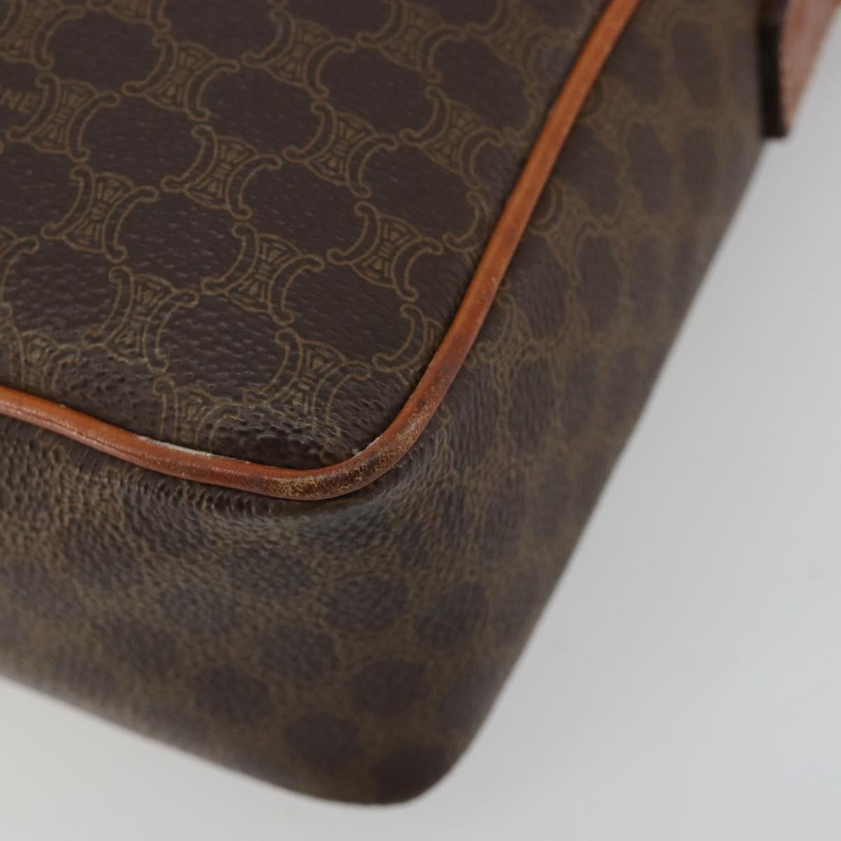 CELINE Macadam Canvas Shoulder Bag PVC Leather Brown Gold Auth 180612A