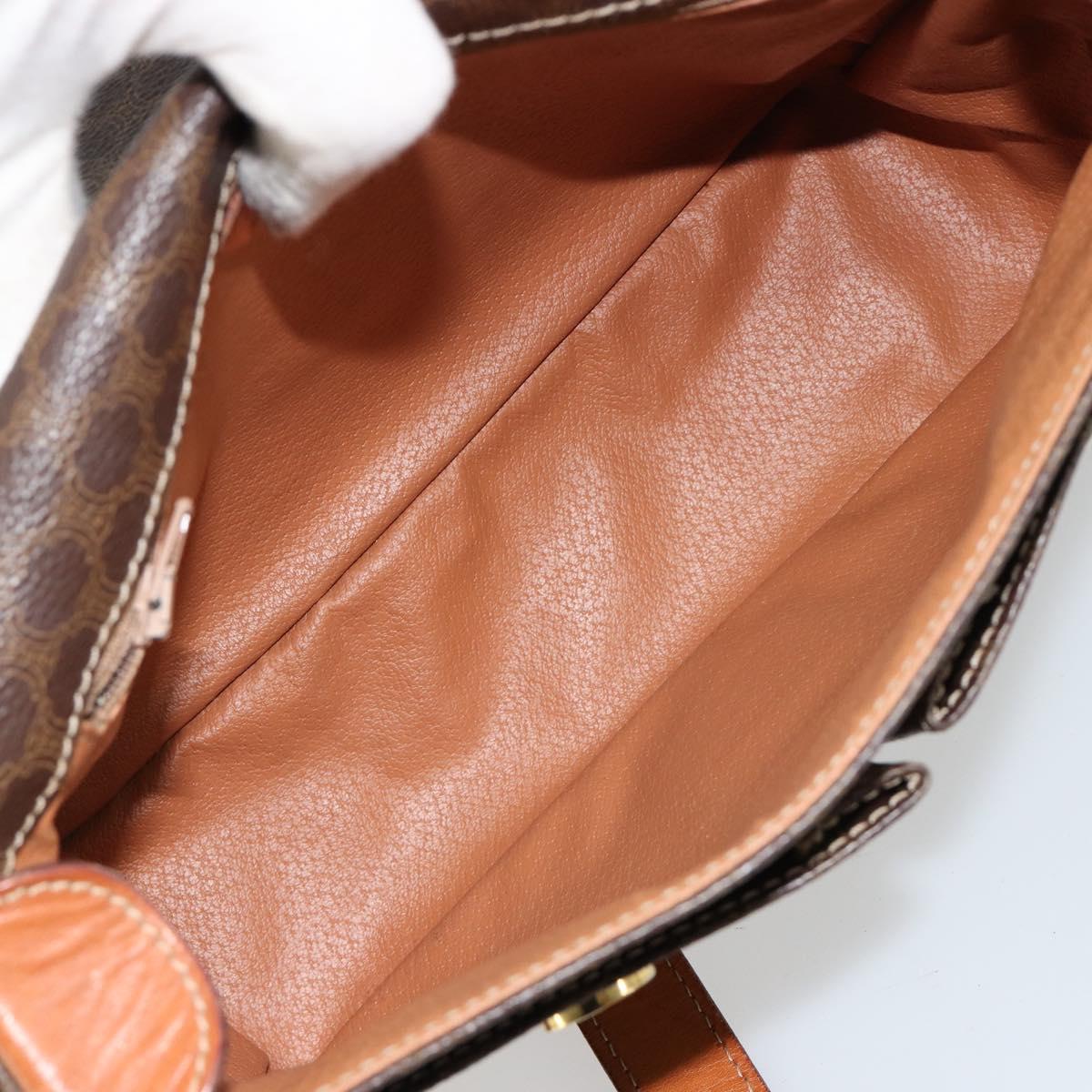 CELINE Macadam Canvas Shoulder Bag PVC Leather Brown Gold Auth 180612A