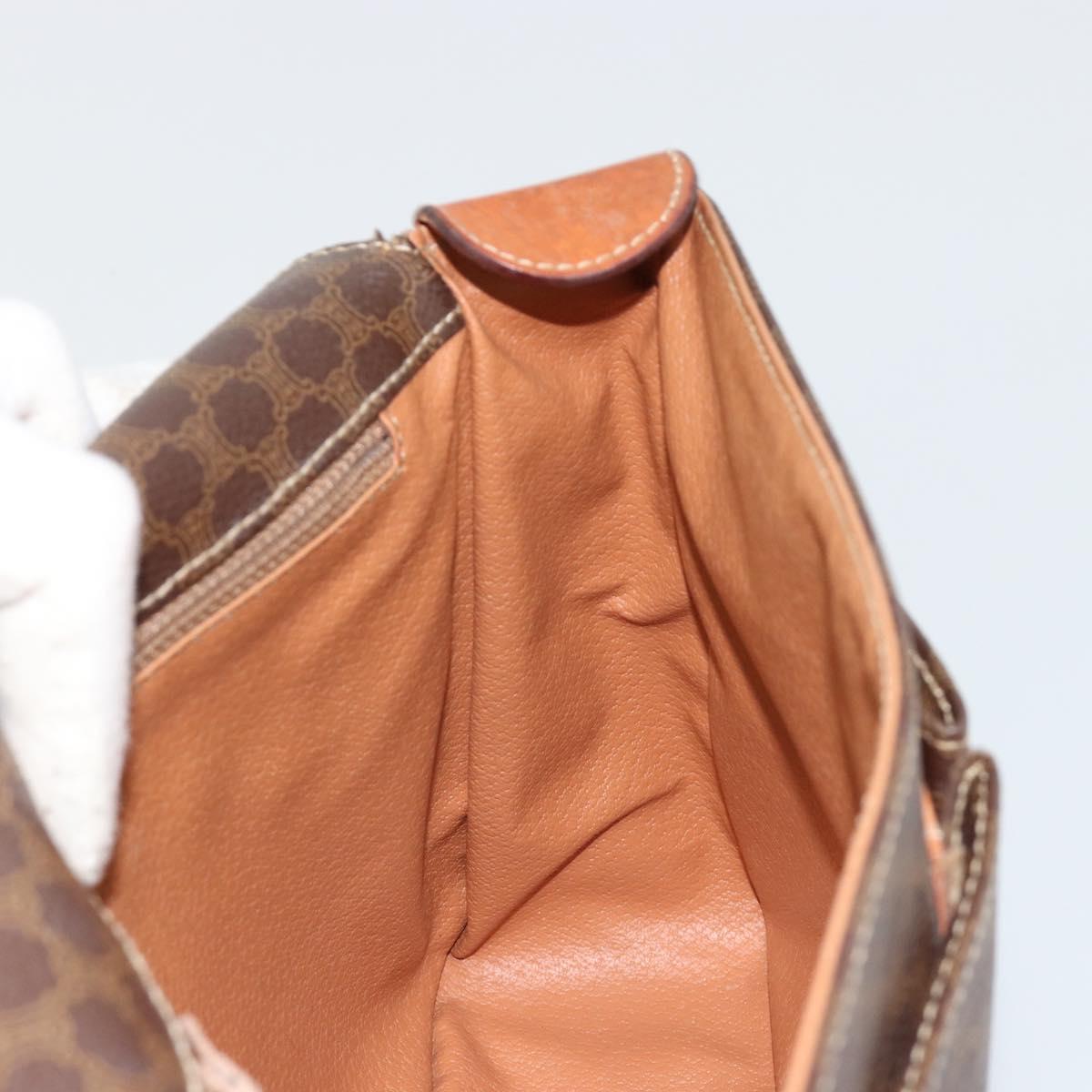 CELINE Macadam Canvas Shoulder Bag PVC Leather Brown Gold Auth 180612A