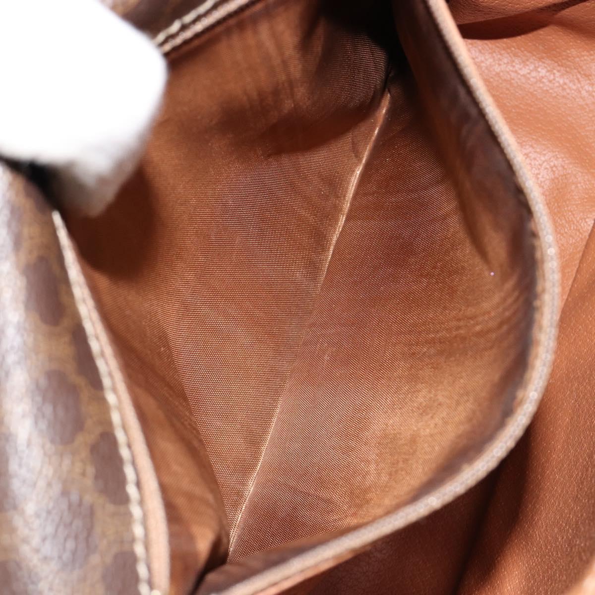 CELINE Macadam Canvas Shoulder Bag PVC Leather Brown Gold Auth 180612A