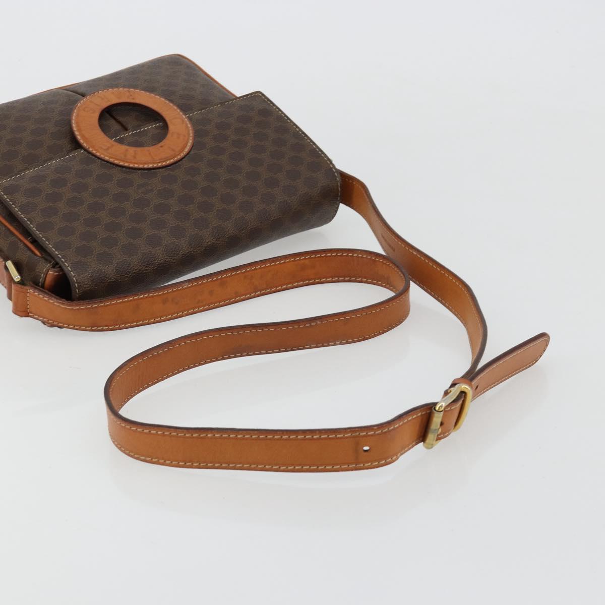 CELINE Macadam Canvas Shoulder Bag PVC Leather Brown Gold Auth 180612A