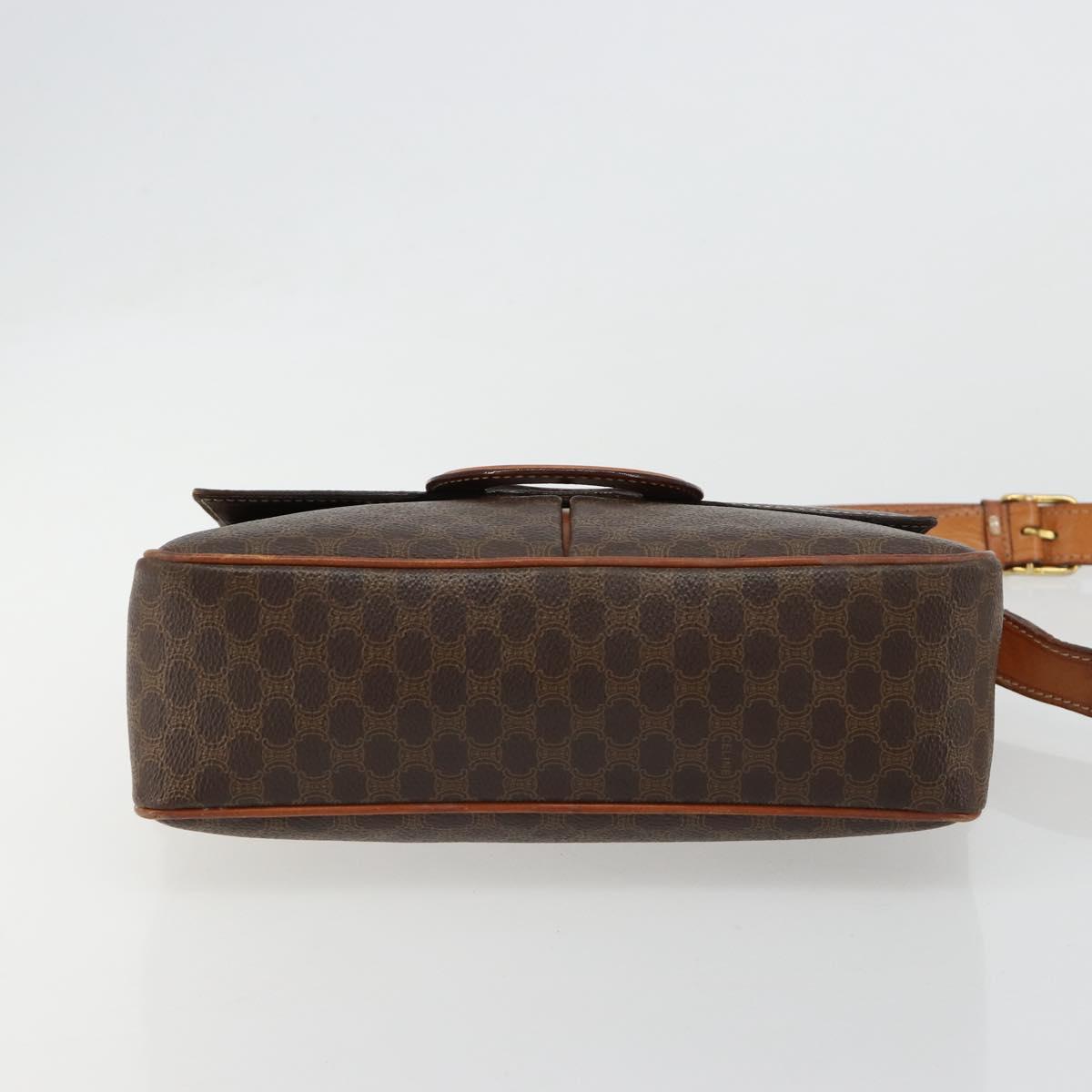 CELINE Macadam Canvas Shoulder Bag PVC Leather Brown Gold Auth 180612A