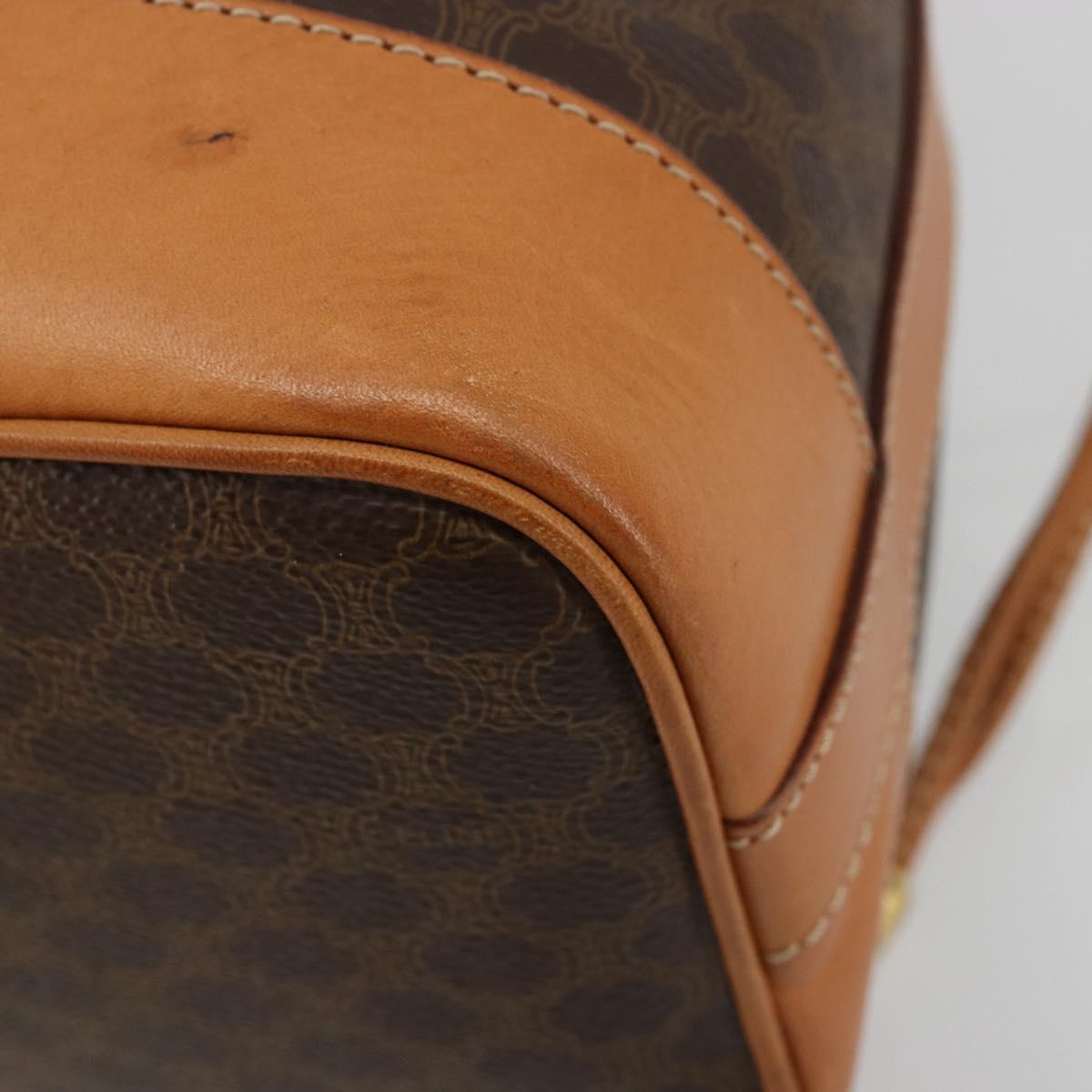 CELINE Macadam Canvas Purse Shoulder Bag PVC Leather Brown Gold Auth 180626A