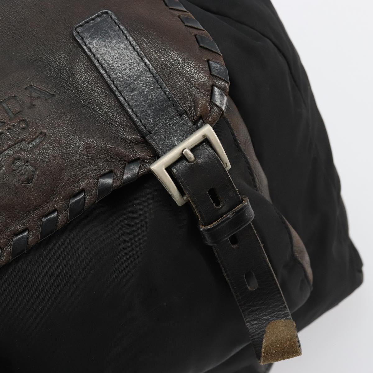 PRADA Backpack Nylon Black Silver Auth 180627