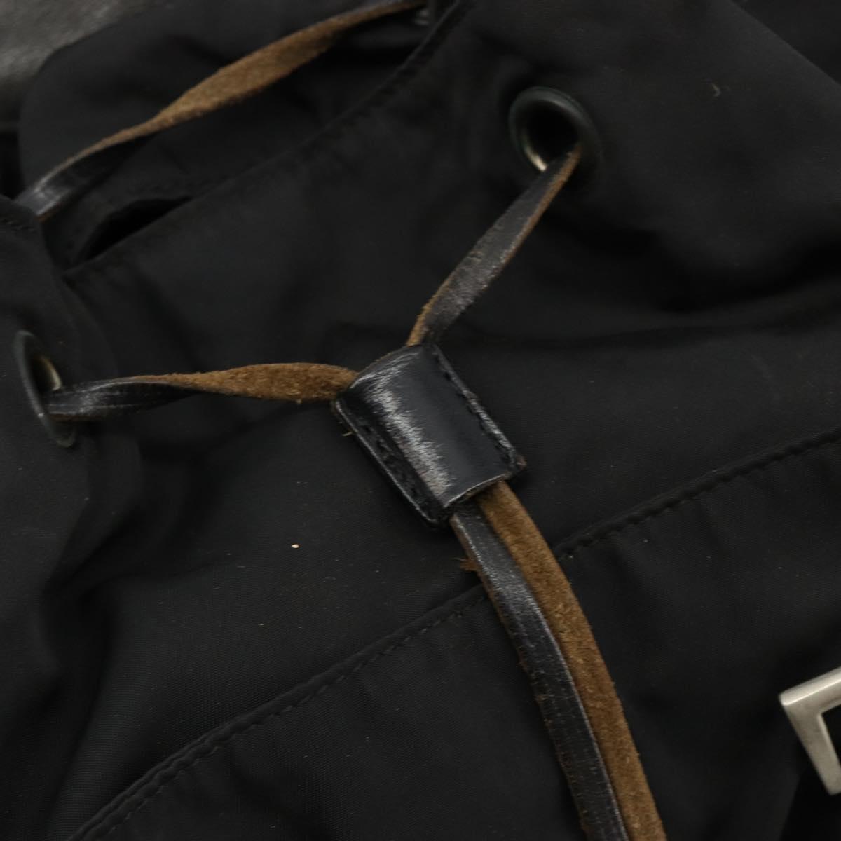 PRADA Backpack Nylon Black Silver Auth 180627