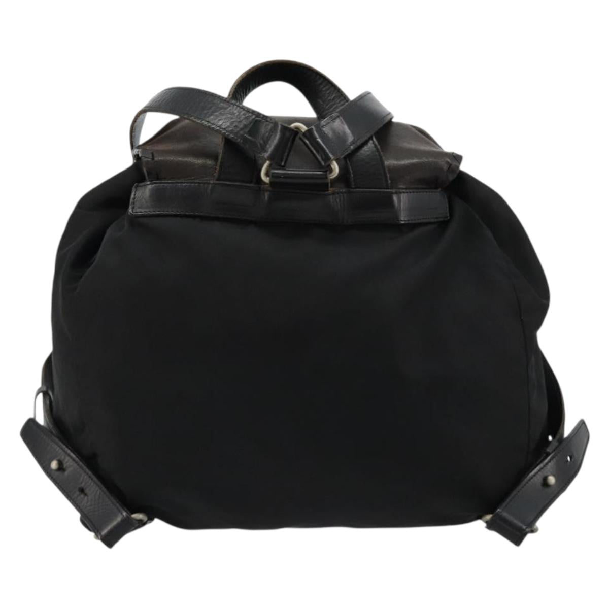 PRADA Backpack Nylon Black Silver Auth 180627