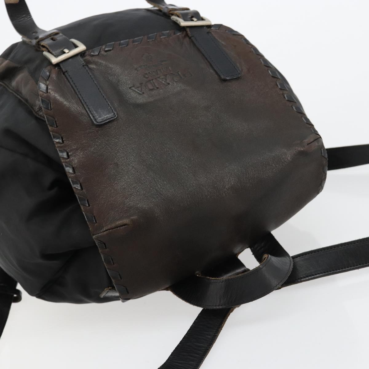 PRADA Backpack Nylon Black Silver Auth 180627
