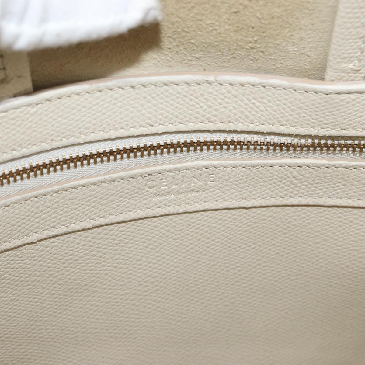 CELINE Tote Bag Leather 2way Ivory Gold Auth 180628