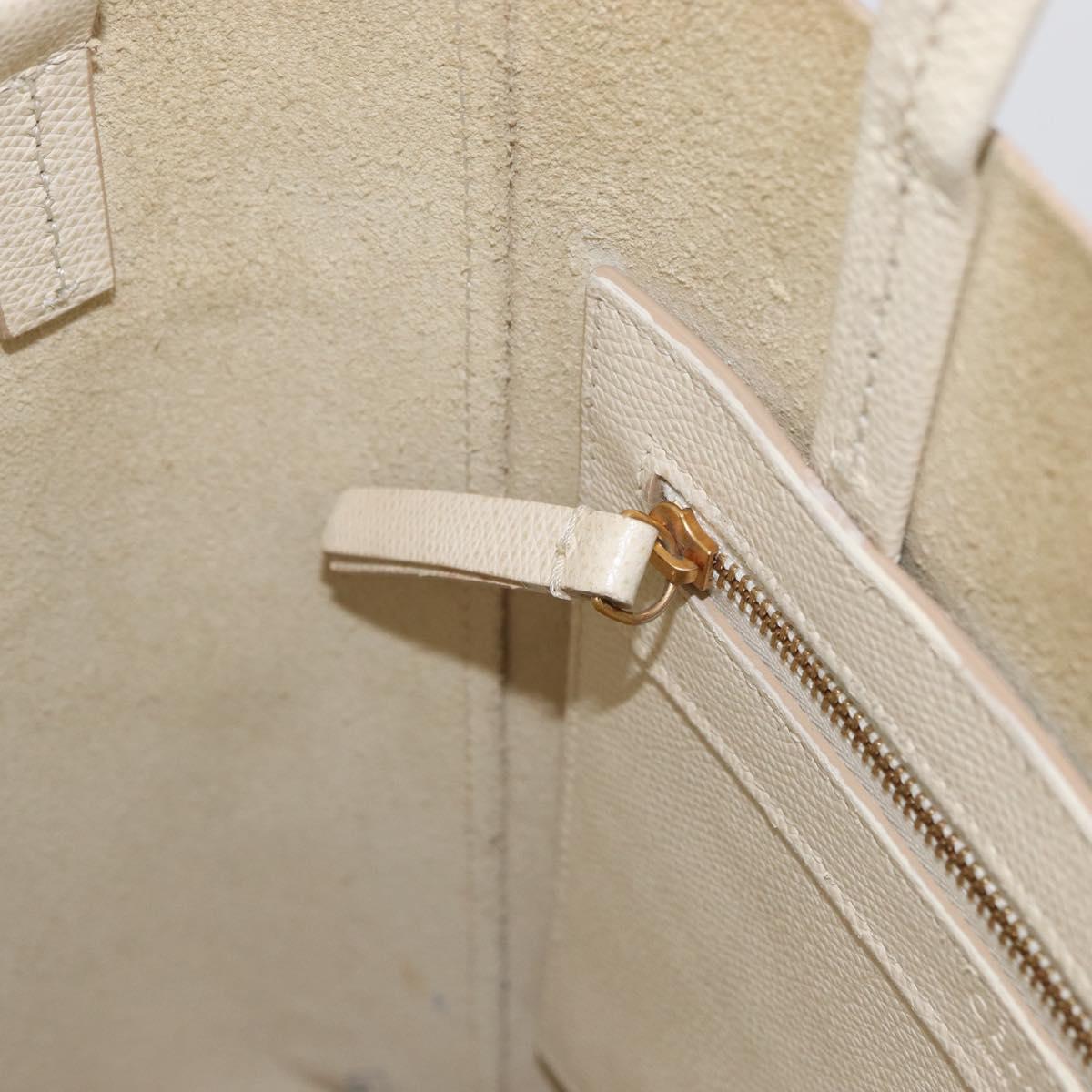 CELINE Tote Bag Leather 2way Ivory Gold Auth 180628