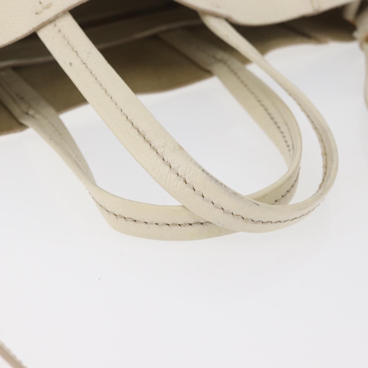 CELINE Tote Bag Leather 2way Ivory Gold Auth 180628