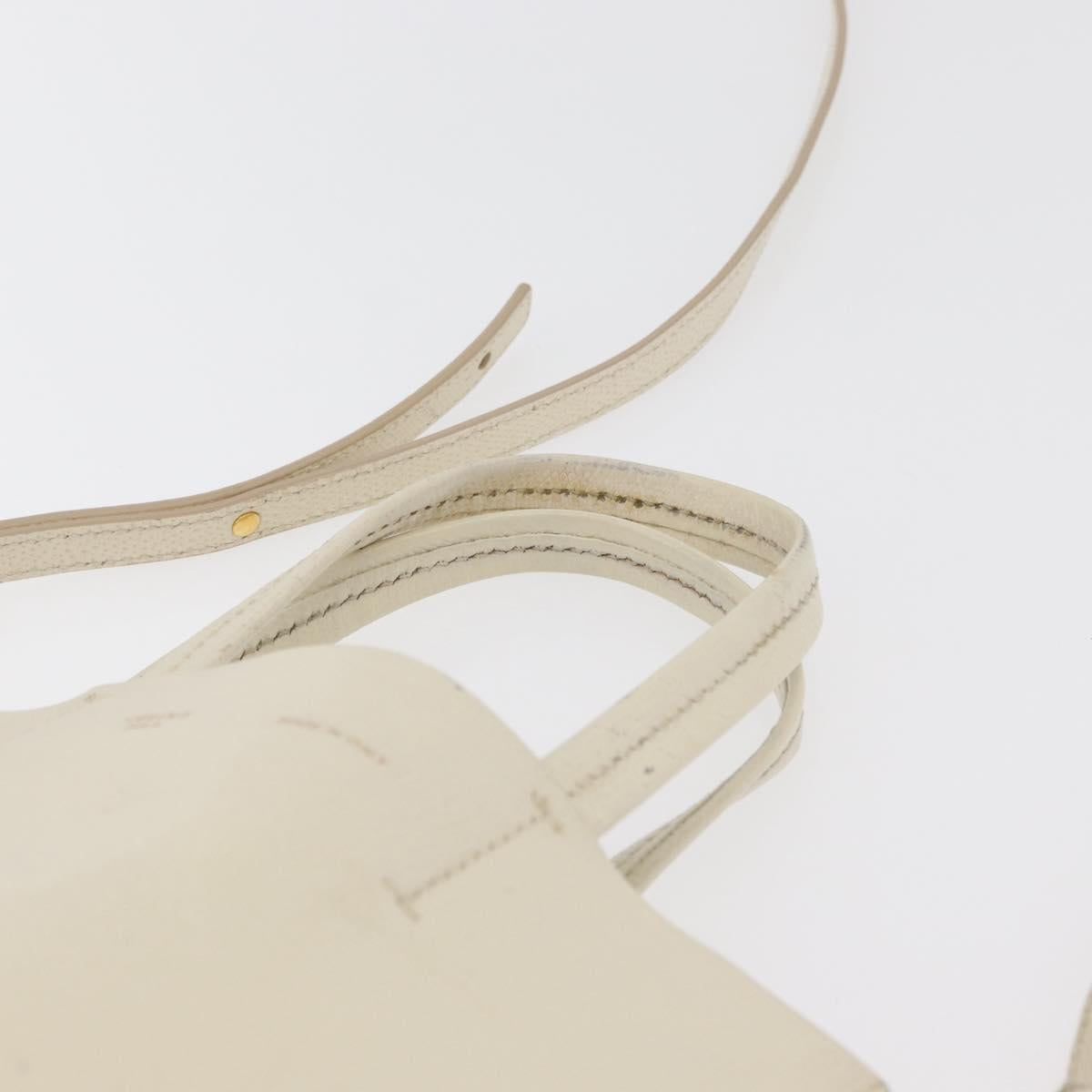 CELINE Tote Bag Leather 2way Ivory Gold Auth 180628