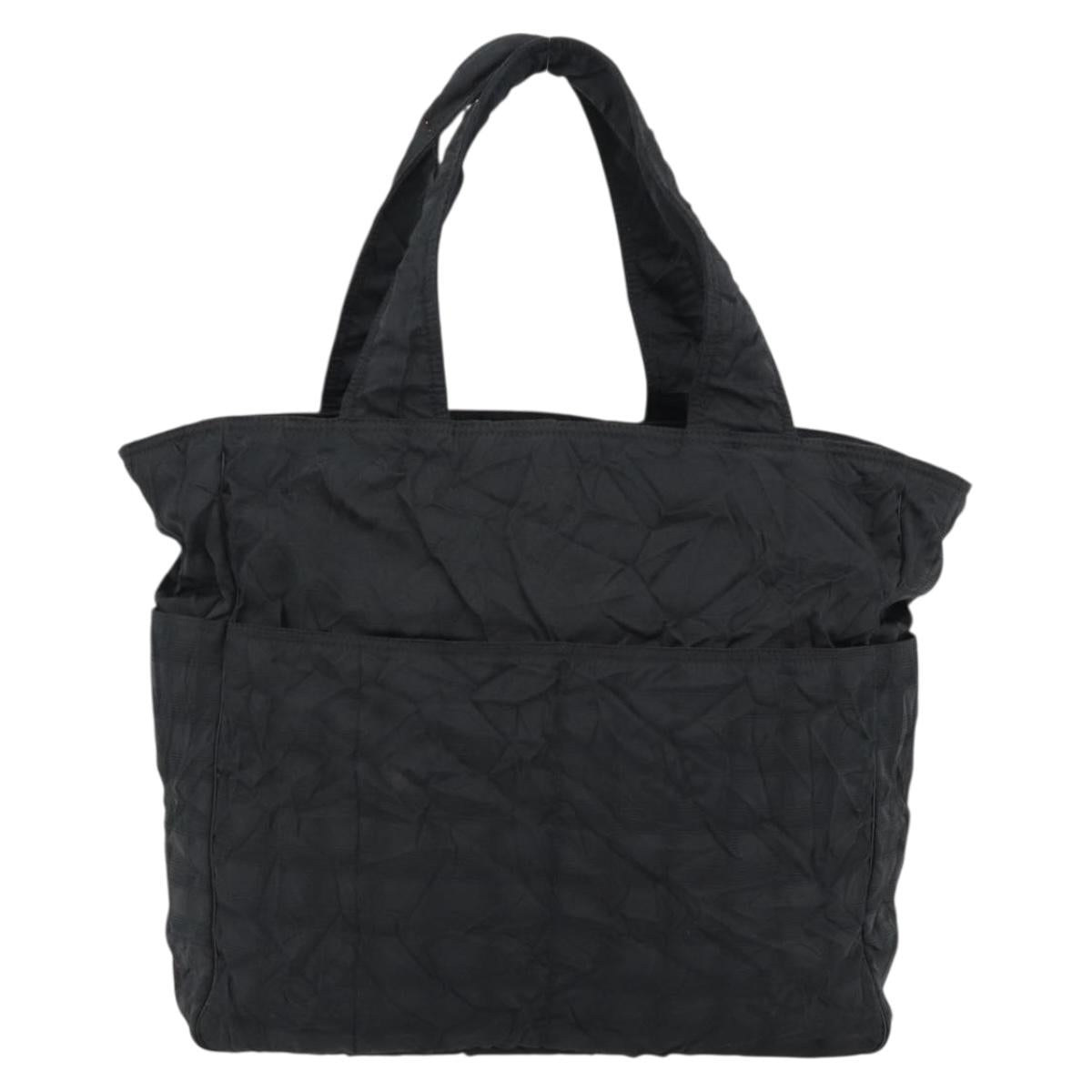 CHANEL New Travel Line Tote Bag Nylon Black Silver CC Auth 180630A