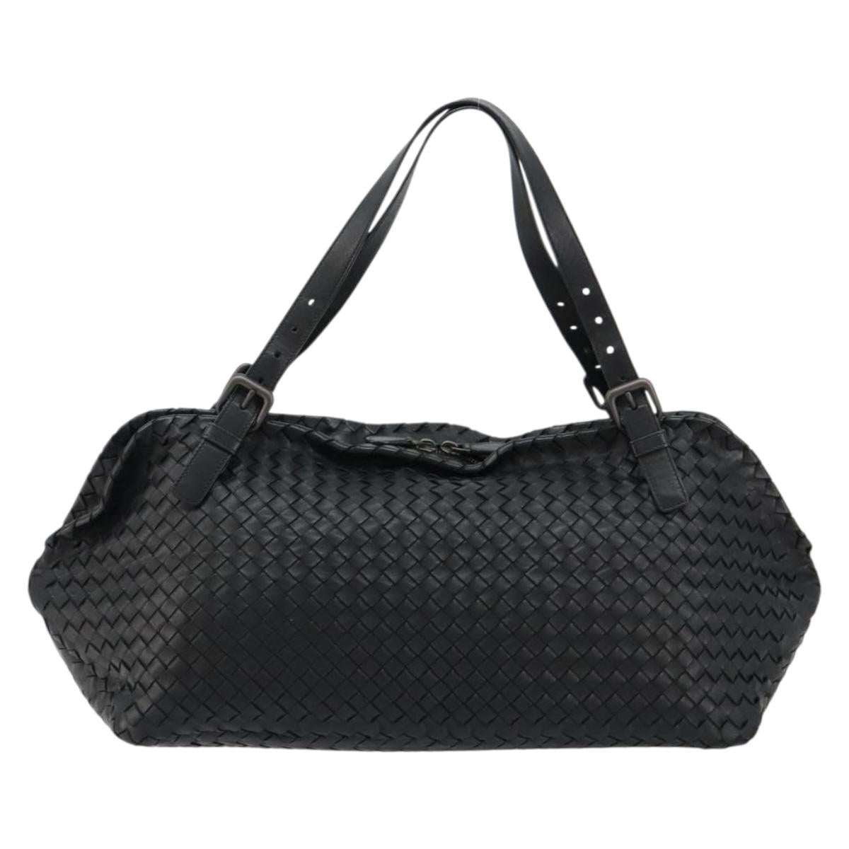BOTTEGA VENETA INTRECCIATO Hand Bag Leather Black Auth 180631SAV