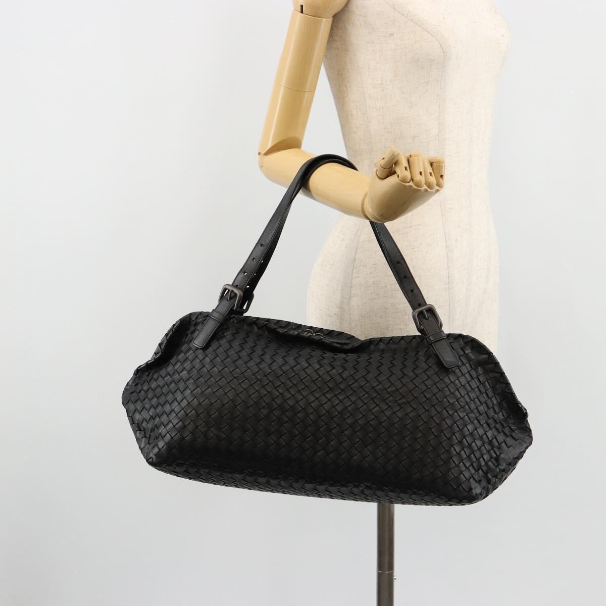BOTTEGA VENETA INTRECCIATO Hand Bag Leather Black Auth 180631SAV