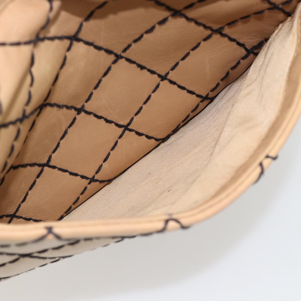 CHANEL Wild Stitch Tote Bag Leather Beige CC Auth 180632