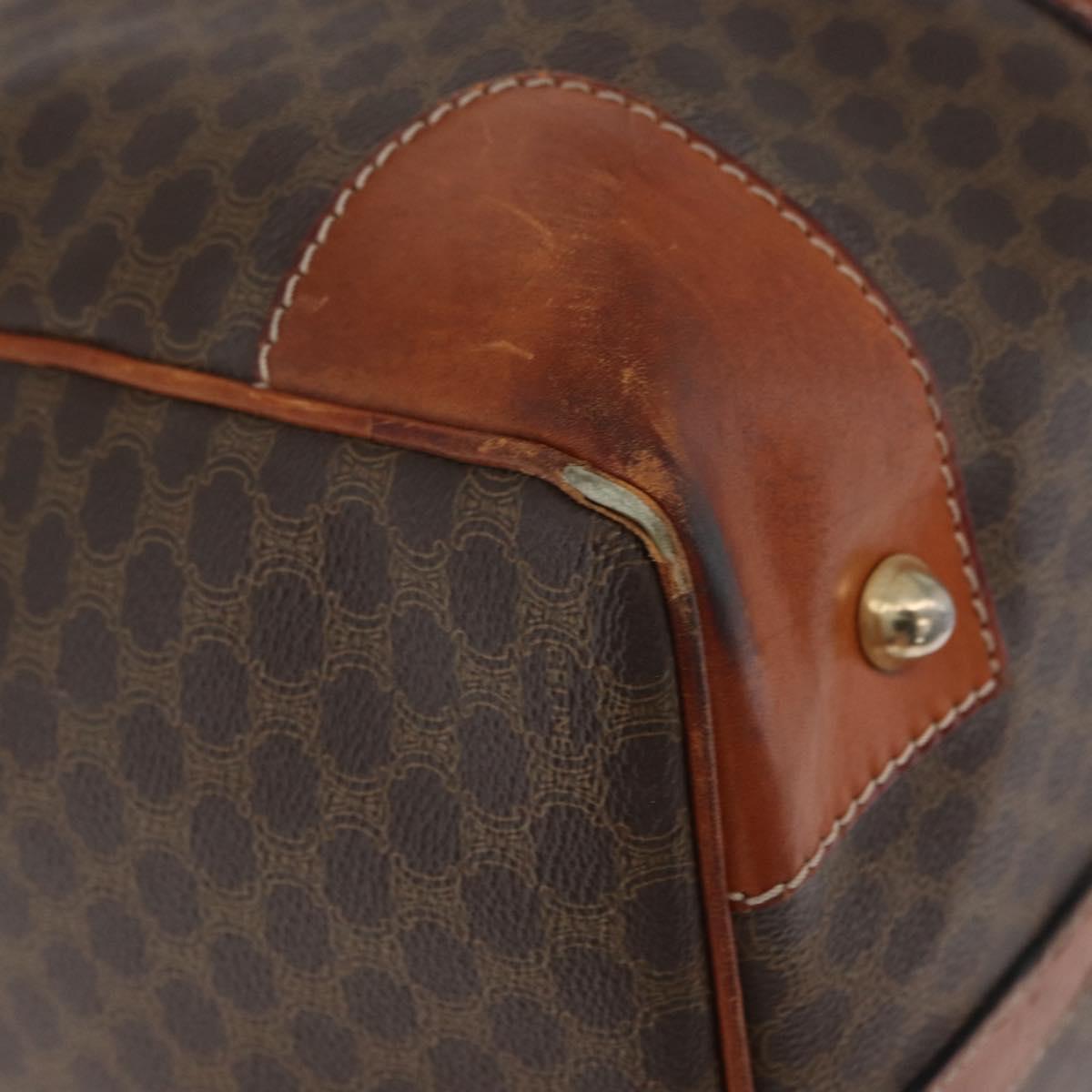 CELINE Macadam Canvas Boston Bag PVC Leather Brown Gold Auth 180637