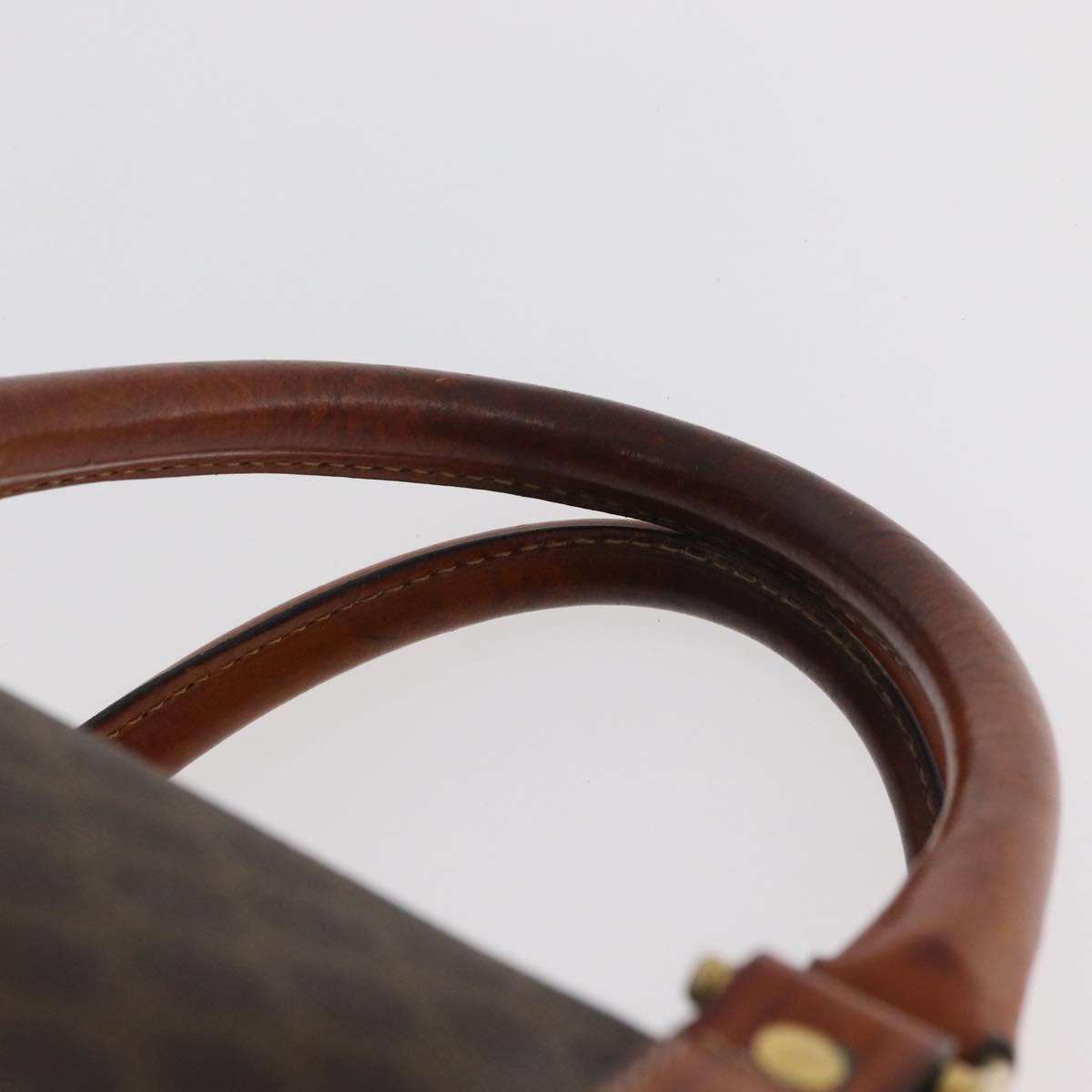 CELINE Macadam Canvas Boston Bag PVC Leather Brown Gold Auth 180637