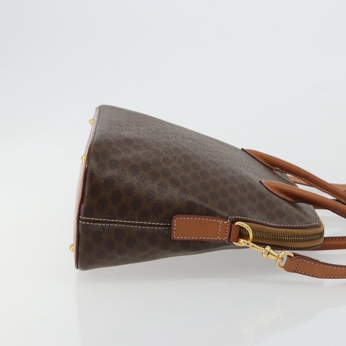CELINE Macadam Canvas Hand Bag PVC Leather 2way Brown Gold Auth 180638A
