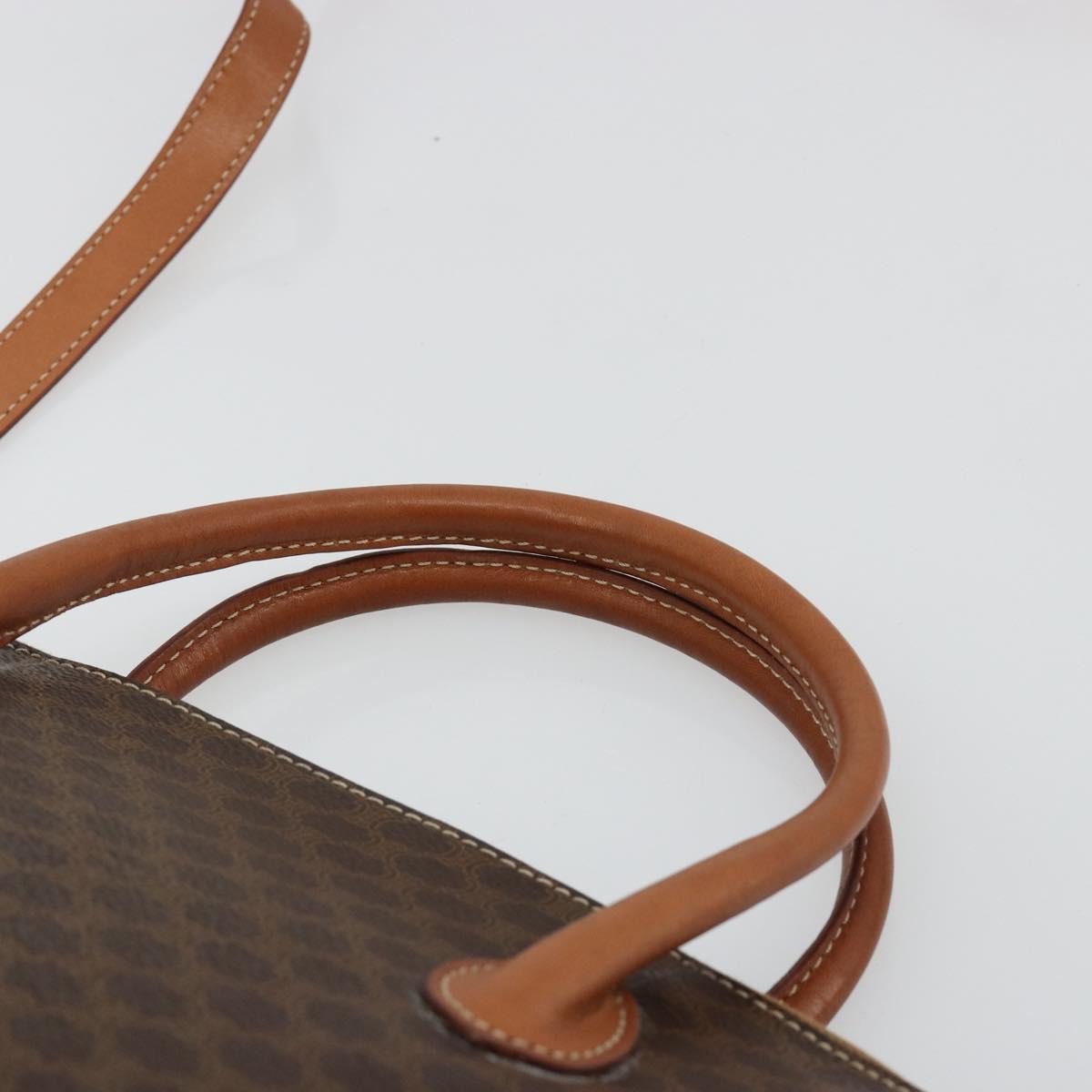 CELINE Macadam Canvas Hand Bag PVC Leather 2way Brown Gold Auth 180638A