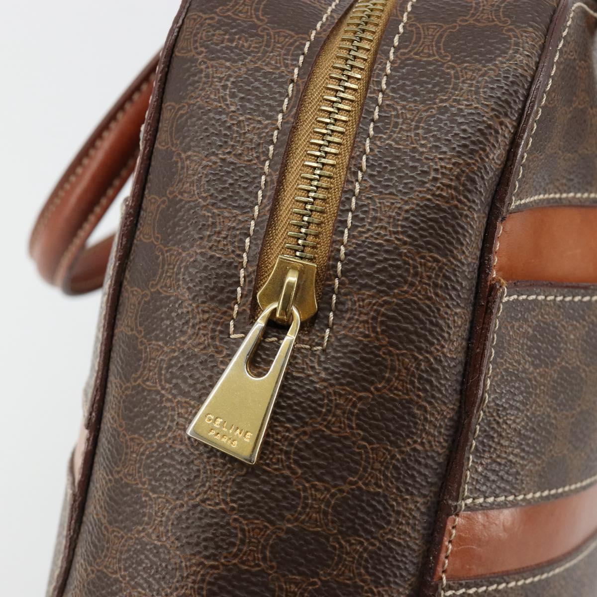 CELINE Macadam Canvas Hand Bag PVC Leather Brown Gold Auth 180639