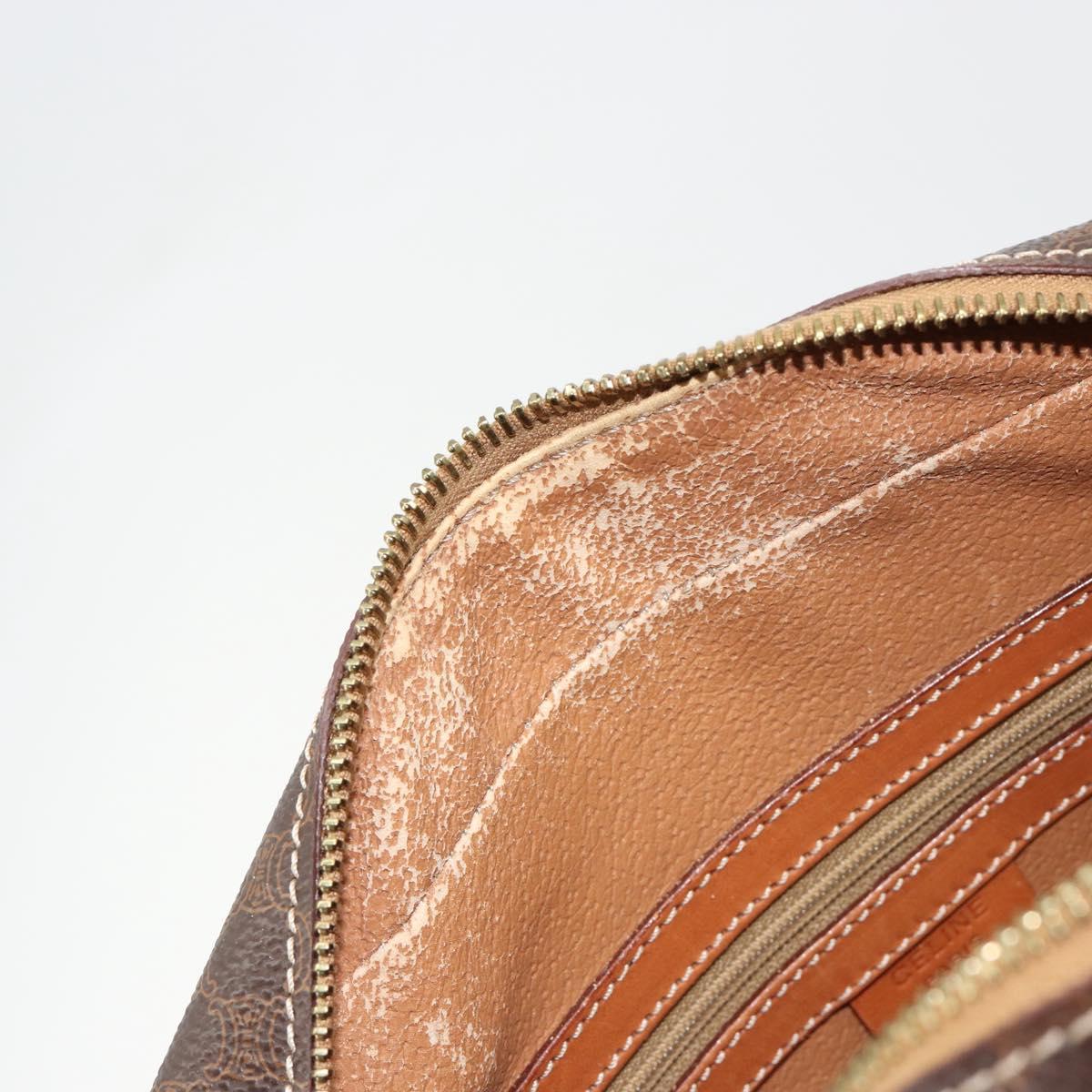 CELINE Macadam Canvas Hand Bag PVC Leather Brown Gold Auth 180639